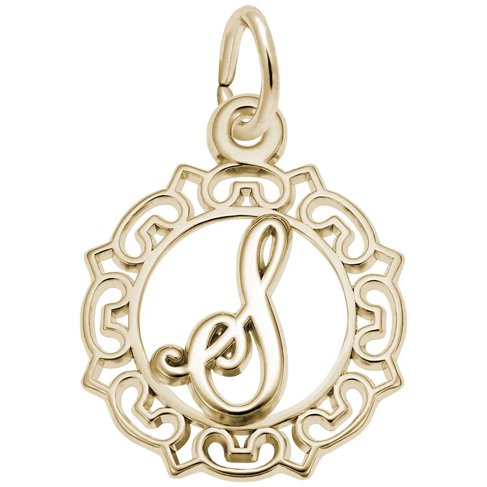 Rembrandt Charms - Ornate Script Initial S Charm - 0817-019 Rembrandt Charms Charm Birmingham Jewelry