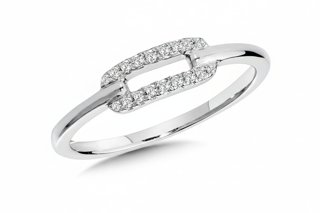 10K White Gold DIAMOND SINGLE-LOOP PAPERCLIP LOOPS RING Birmingham Jewelry Ring Birmingham Jewelry