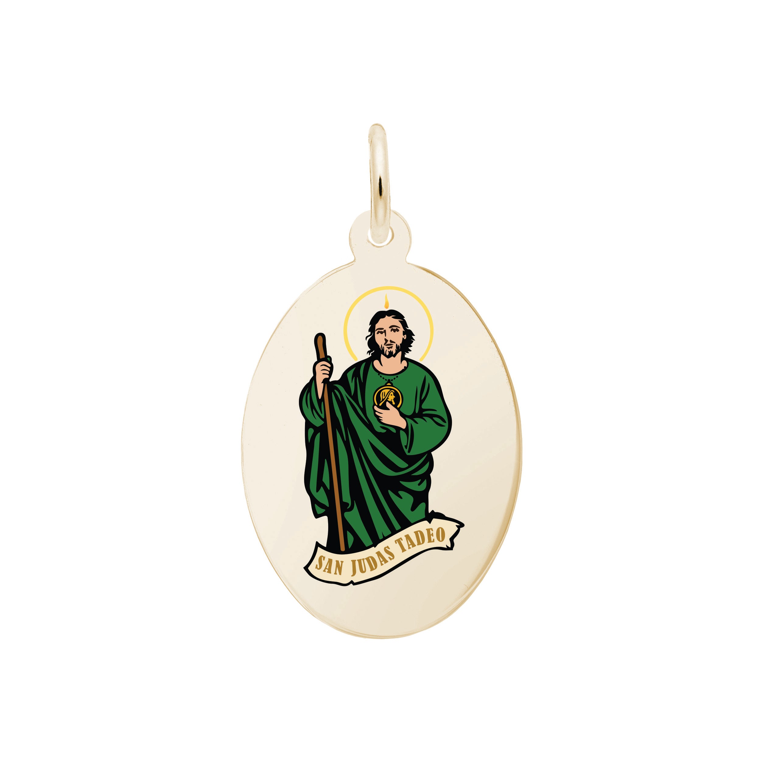 Rembrandt Charms - San Judas Painted Charm - 1189 Rembrandt Charms Charm Birmingham Jewelry