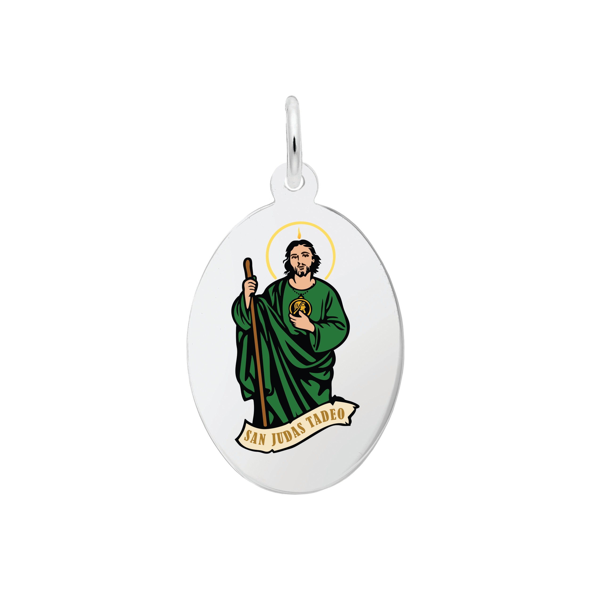 Rembrandt Charms - San Judas Painted Charm - 1189 Rembrandt Charms Charm Birmingham Jewelry