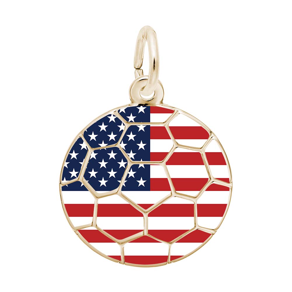 Rembrandt Charms - Painted World Soccer – American Flag Charm - 1271 Rembrandt Charms Charm Birmingham Jewelry
