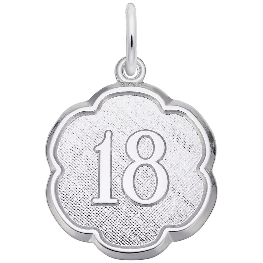 Rembrandt Charms - Number Eighteen Scalloped Disc Charm - 1333 Rembrandt Charms Charm Birmingham Jewelry