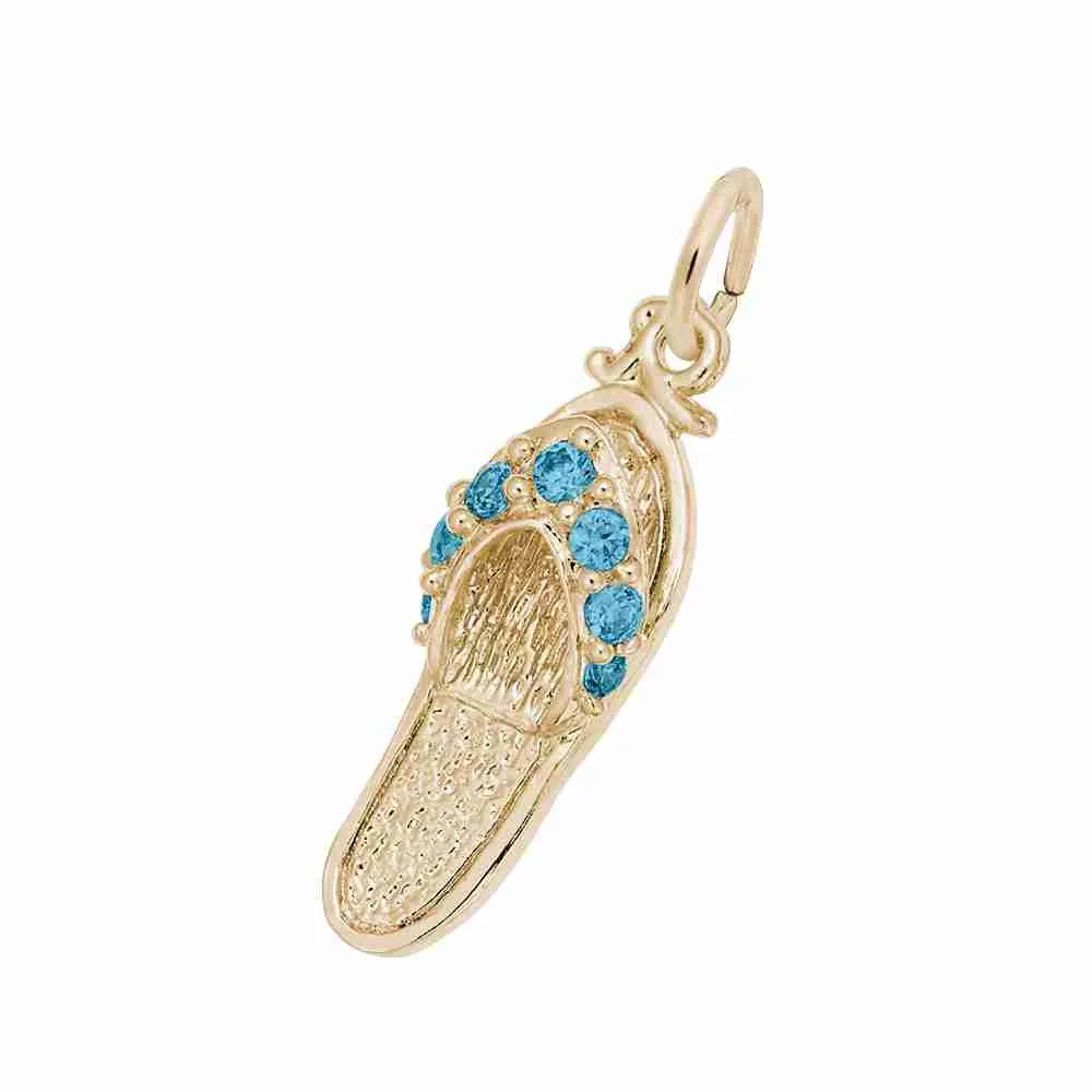 Rembrandt Charms - Sandal with Turquoise Stones Charm - 2730-12 Rembrandt Charms Charm Birmingham Jewelry