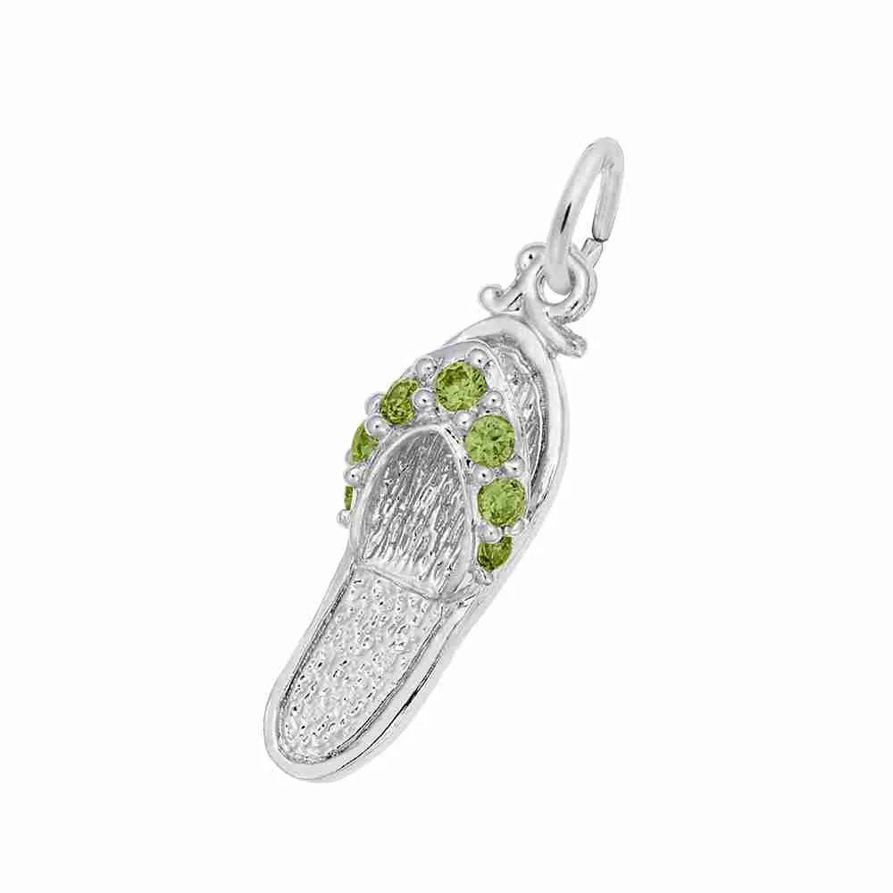 Rembrandt Charms - Sandal with Peridot Stones Charm - 2730-08 Rembrandt Charms Charm Birmingham Jewelry