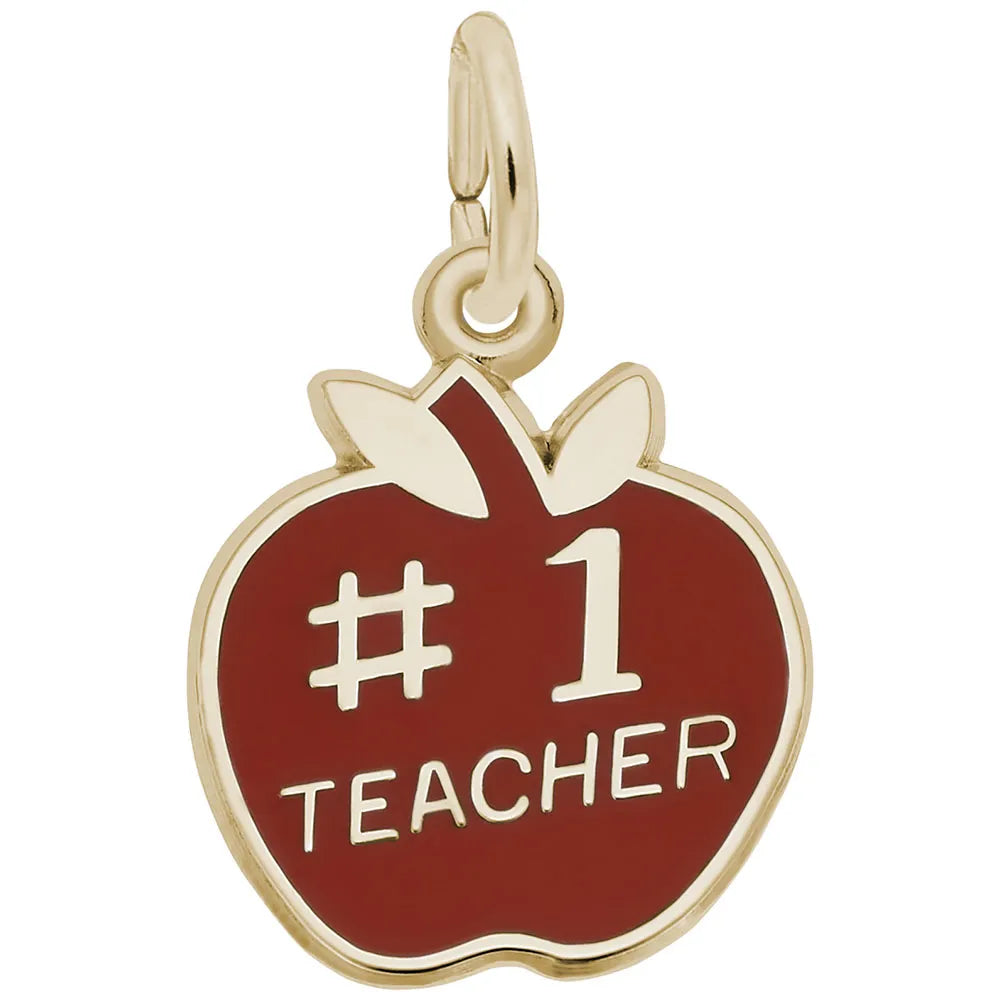 Rembrandt Charms - Number One Teacher Apple Charm - 3460 Rembrandt Charms Charm Birmingham Jewelry