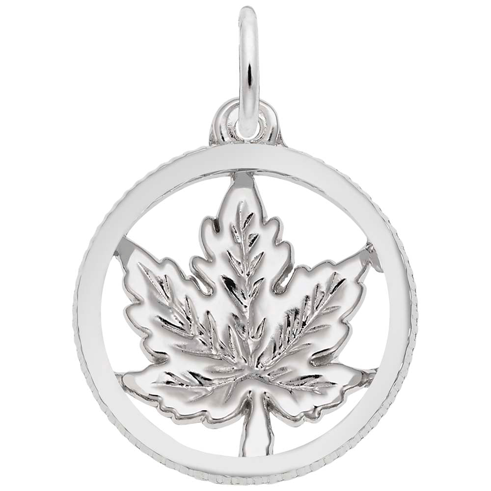 Rembrandt Charms - Maple Leaf Disc Charm - 3679 Rembrandt Charms Charm Birmingham Jewelry