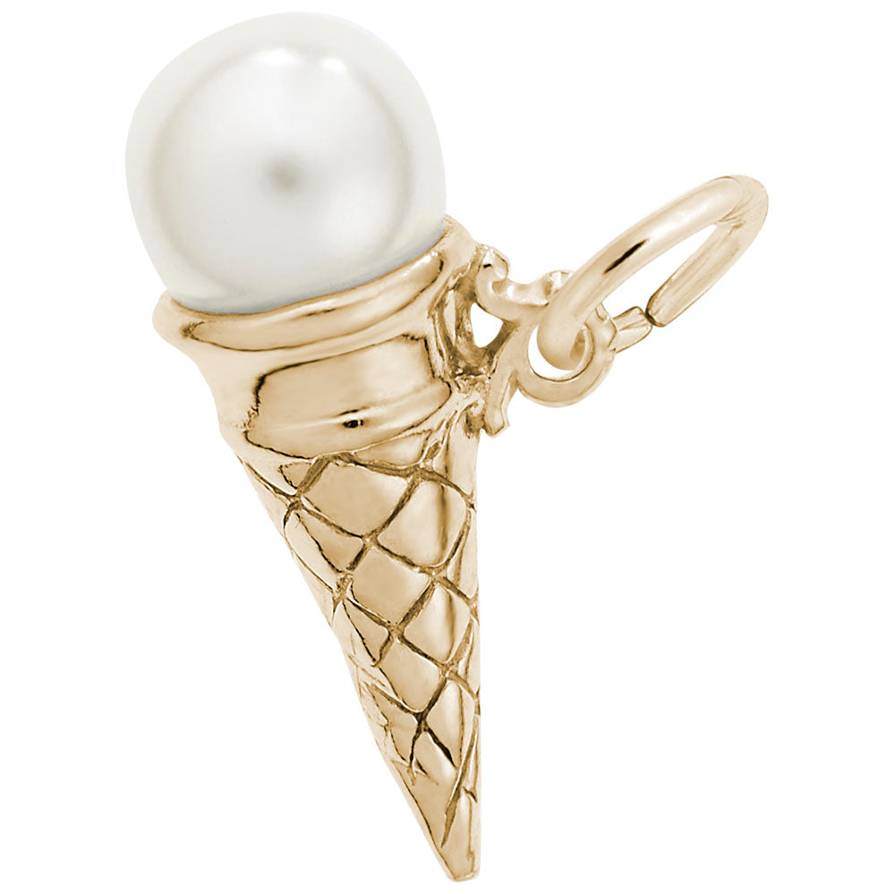 Rembrandt Charms - Vanilla Pearl Ice Cream Cone Charm - 8141 Rembrandt Charms Charm Birmingham Jewelry