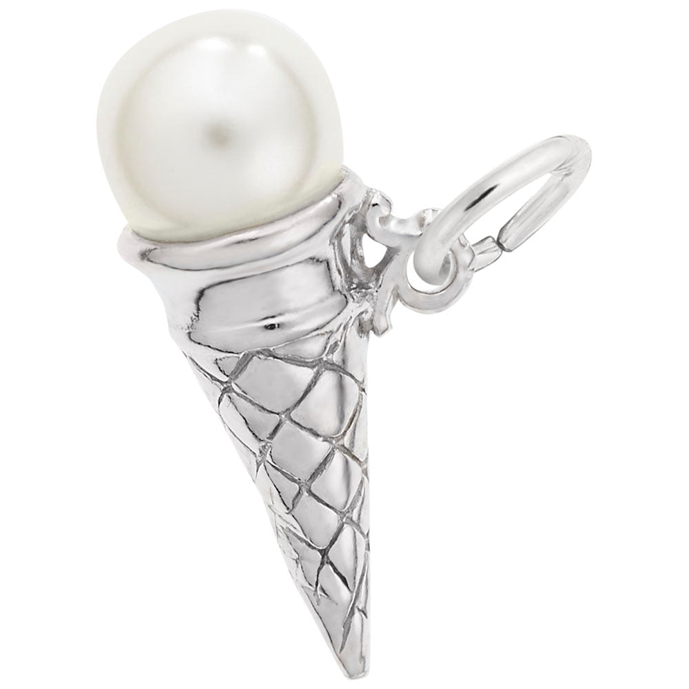 Rembrandt Charms - Vanilla Pearl Ice Cream Cone Charm - 8141 Rembrandt Charms Charm Birmingham Jewelry