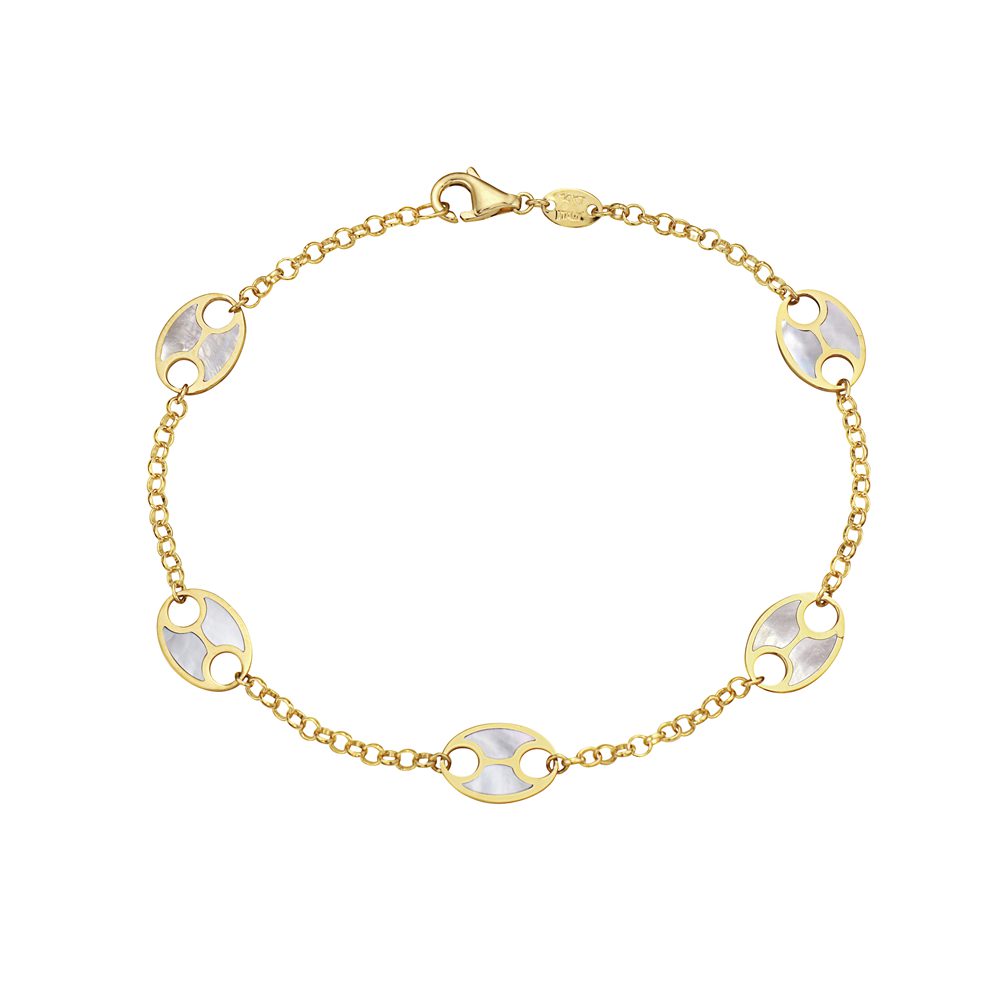 14K Yellow Gold Mariner Station Bracelet (MOP)