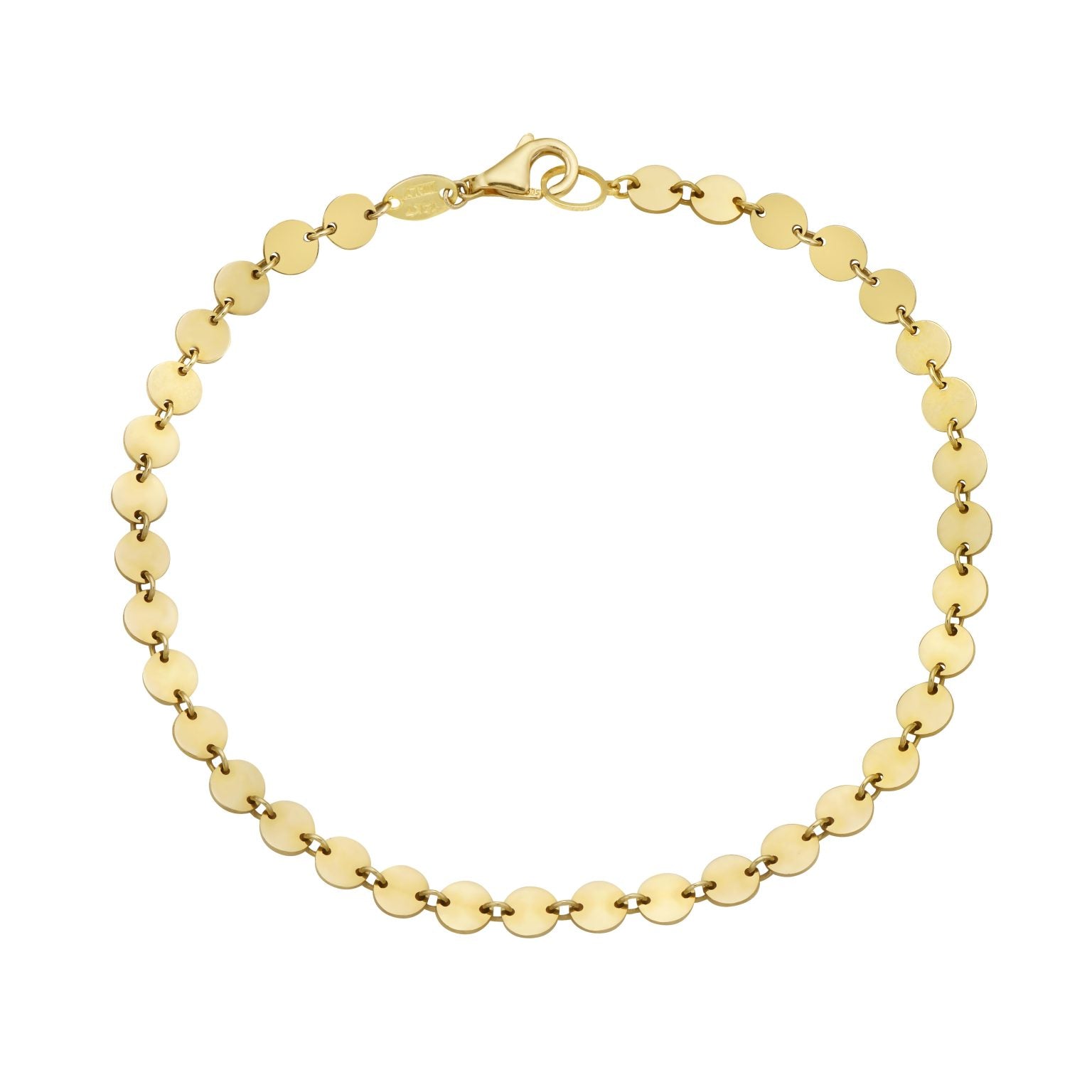 14K Yellow Gold Small Disc Bracelet (Gold) Birmingham Jewelry Bracelet Birmingham Jewelry