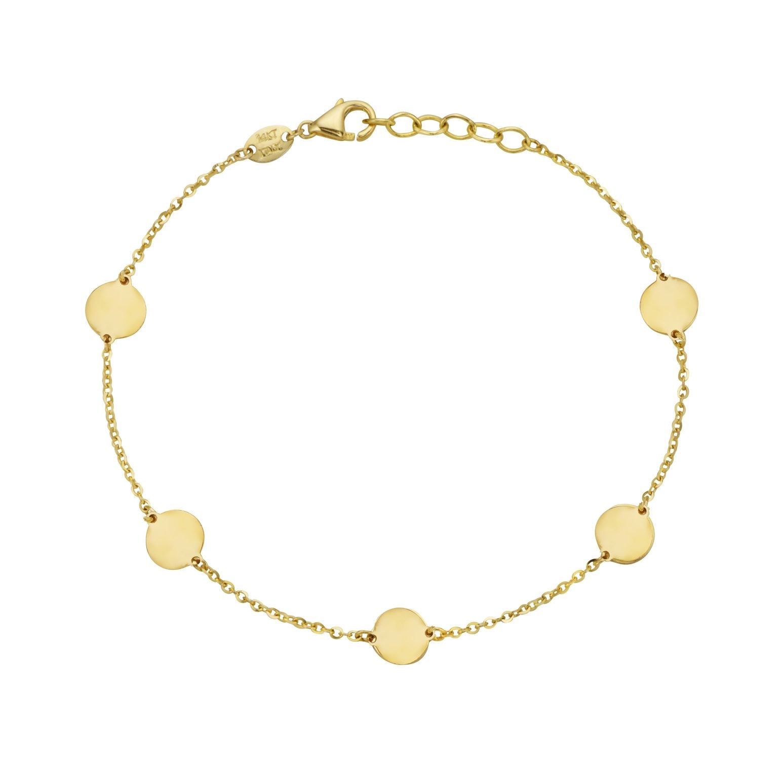 14K Yellow Gold Disc Station Bracelet (Gold) Birmingham Jewelry Bracelet Birmingham Jewelry