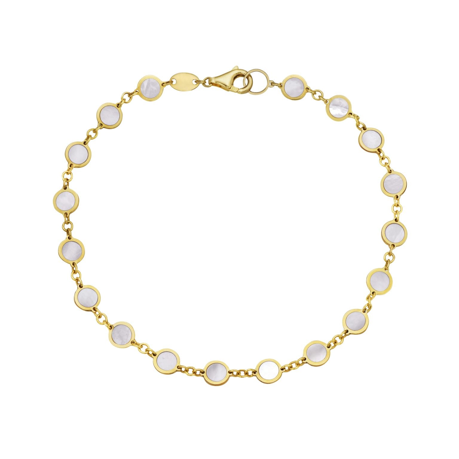 14K Yellow Gold Disc Link Bracelet (MOP)
