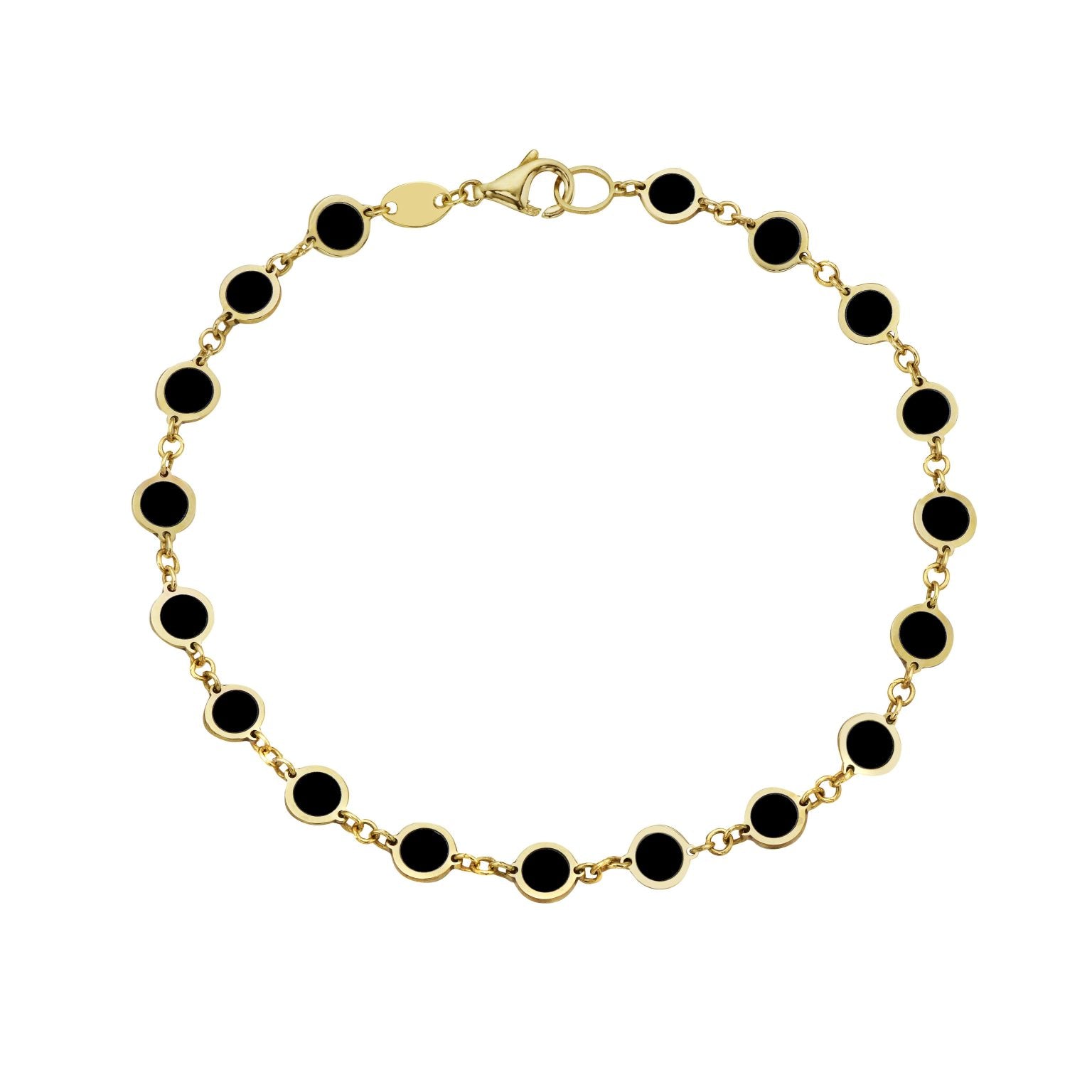 14K Yellow Gold Disc Link Bracelet (Onyx) Birmingham Jewelry Bracelet Birmingham Jewelry