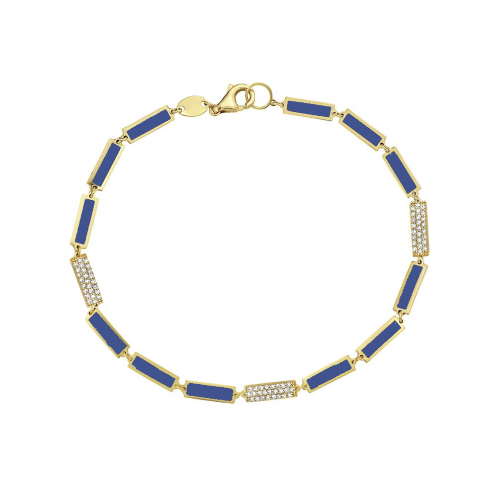 14K Yellow Gold Bar Bracelet - Diamond (Lapis) Birmingham Jewelry Bracelet Birmingham Jewelry