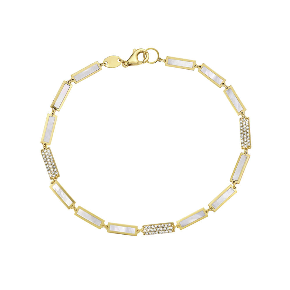 14K Yellow Gold Bar Bracelet - Diamond (MOP) Birmingham Jewelry Bracelet Birmingham Jewelry