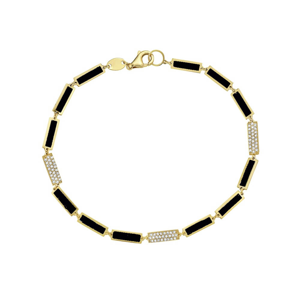 14K Yellow Gold Bar Bracelet - Diamond (Onyx) Birmingham Jewelry Bracelet Birmingham Jewelry