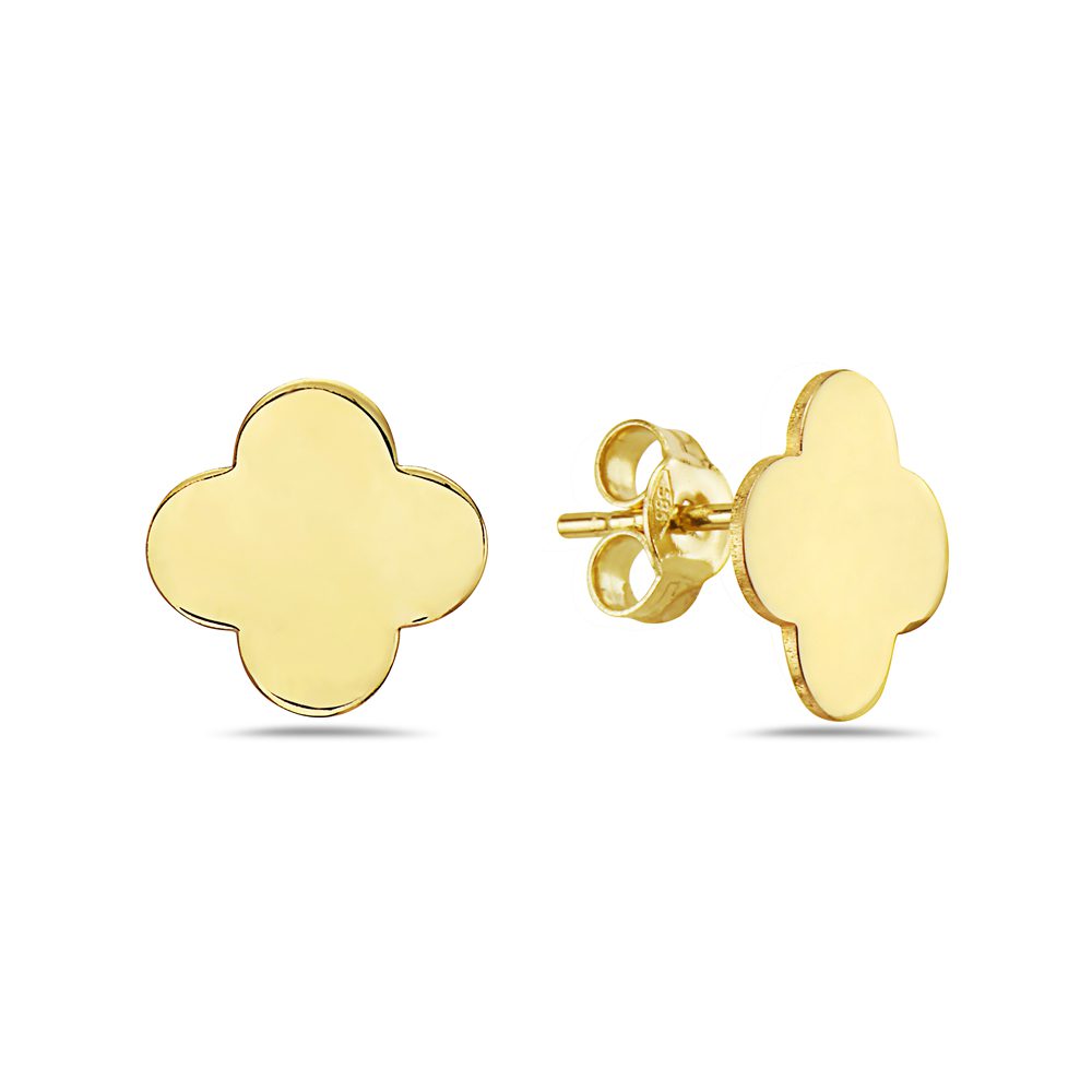 14K Yellow Gold Small Clover Stud Earrings (Gold) Birmingham Jewelry Earrings Birmingham Jewelry