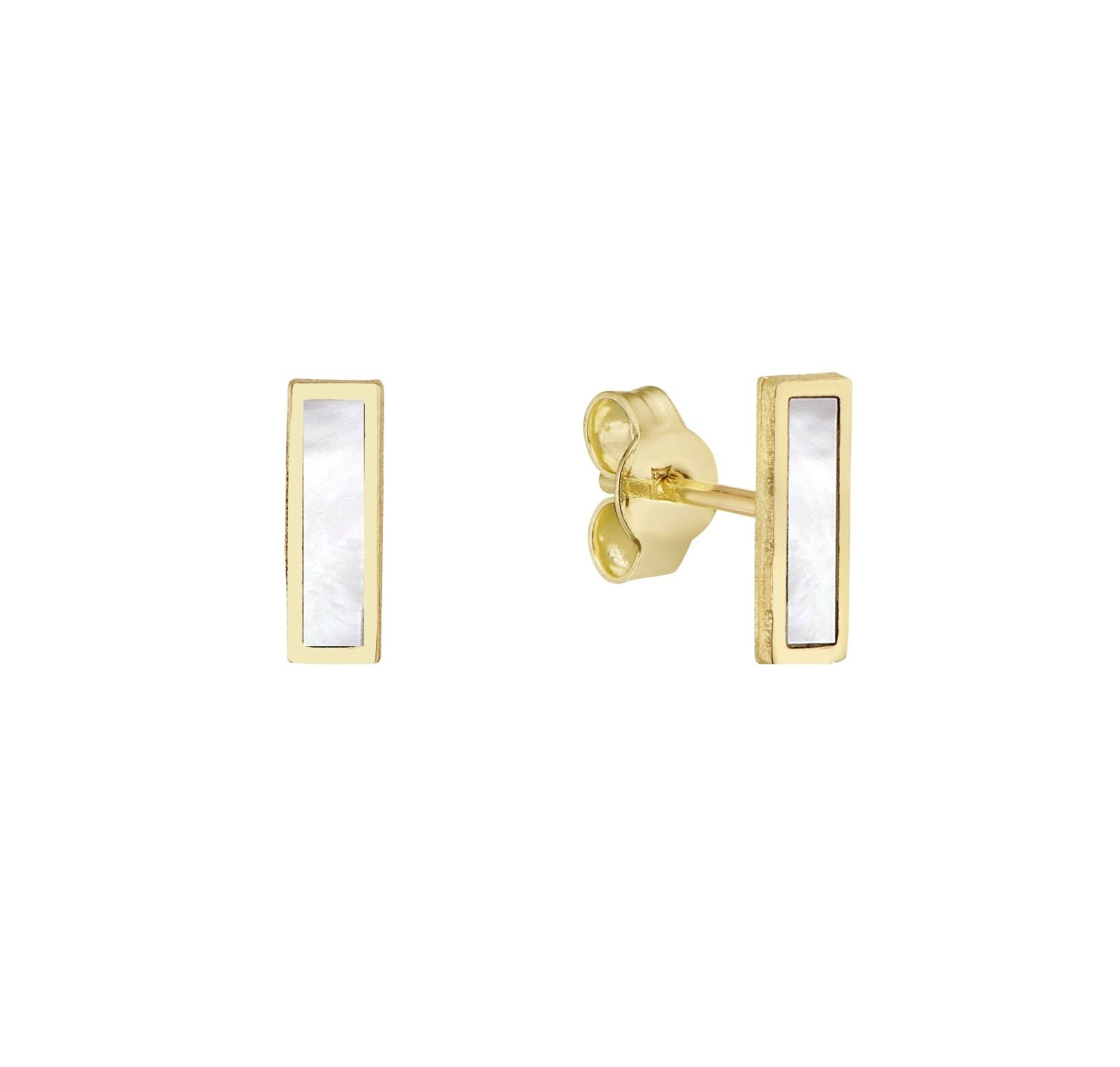 14K Yellow Gold Bar Stud Earrings (MOP) Birmingham Jewelry Earrings Birmingham Jewelry