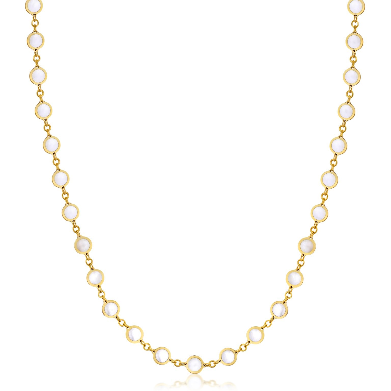 14K Yellow Gold Disc Link Long Necklace (MOP) Birmingham Jewelry Necklace Birmingham Jewelry