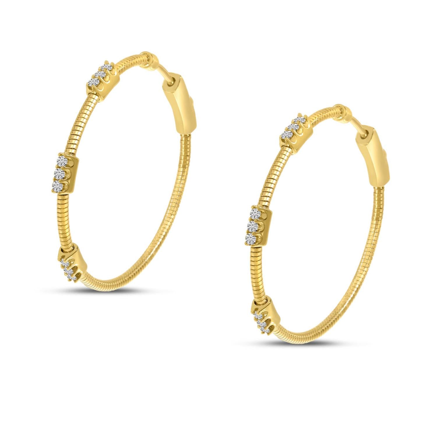 14K Yellow Gold Diamond Flex Hoop Earrings Birmingham Jewelry Earrings Birmingham Jewelry