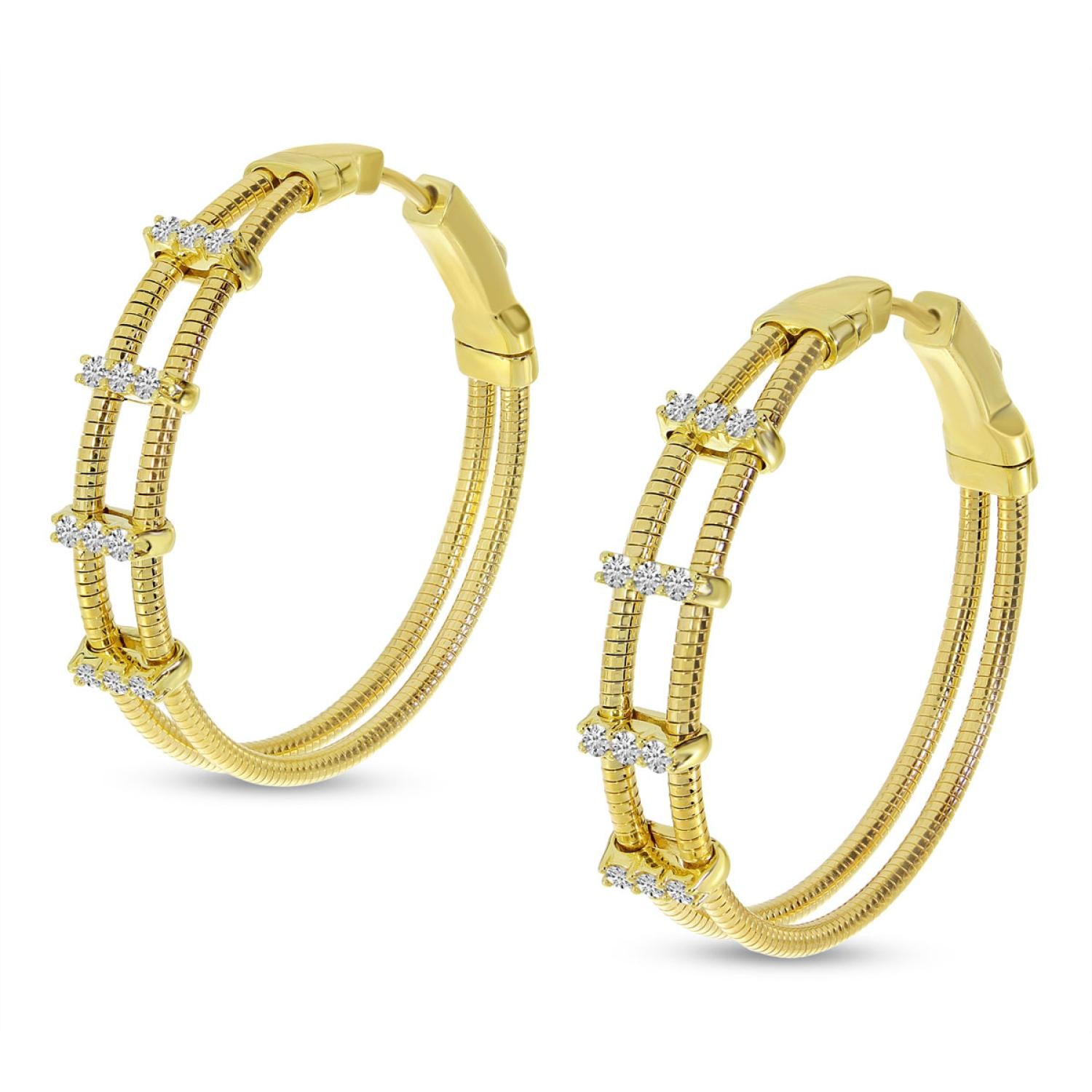 14K Yellow Gold Diamond Flex Hoop Earrings Birmingham Jewelry Earrings Birmingham Jewelry