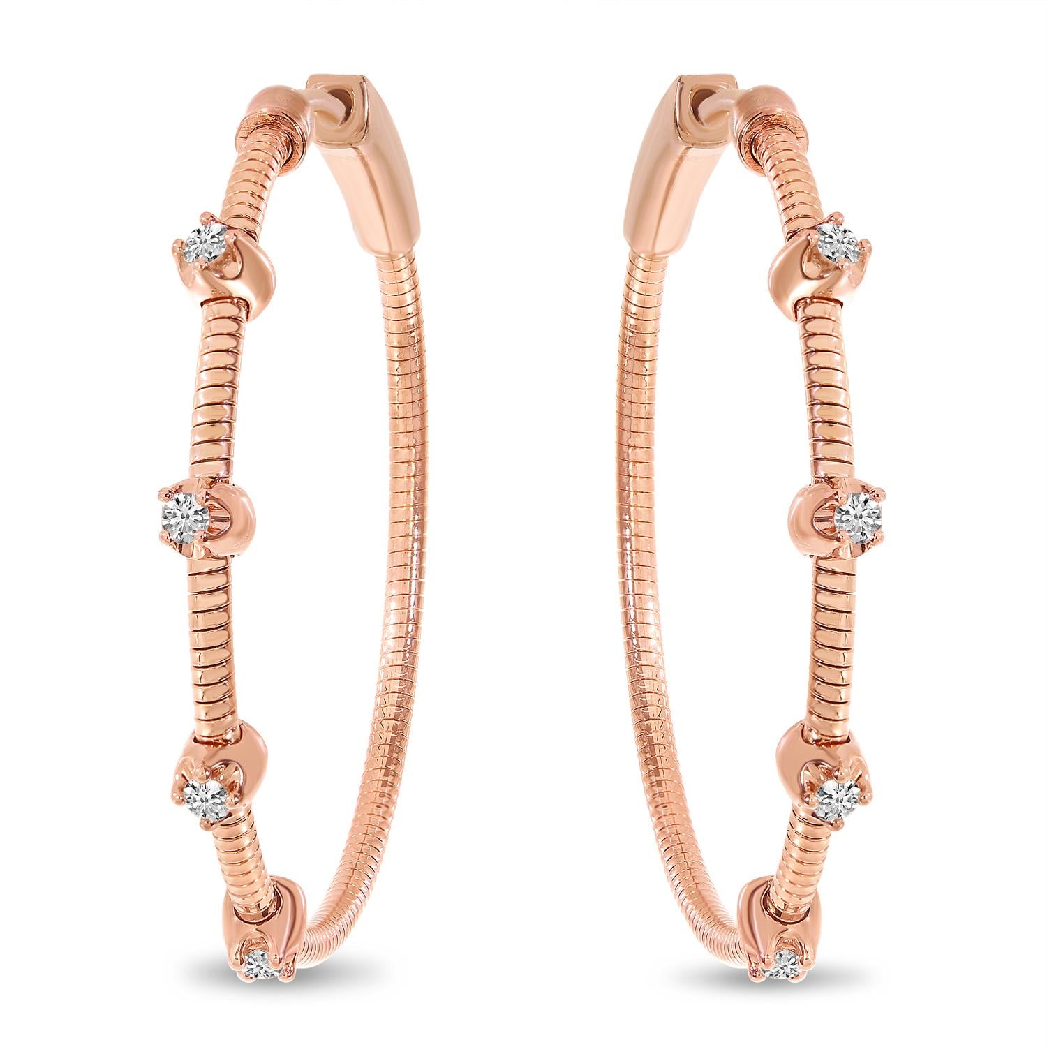 14K Rose Gold Diamond Flexible Hoop Earrings Birmingham Jewelry Earrings Birmingham Jewelry