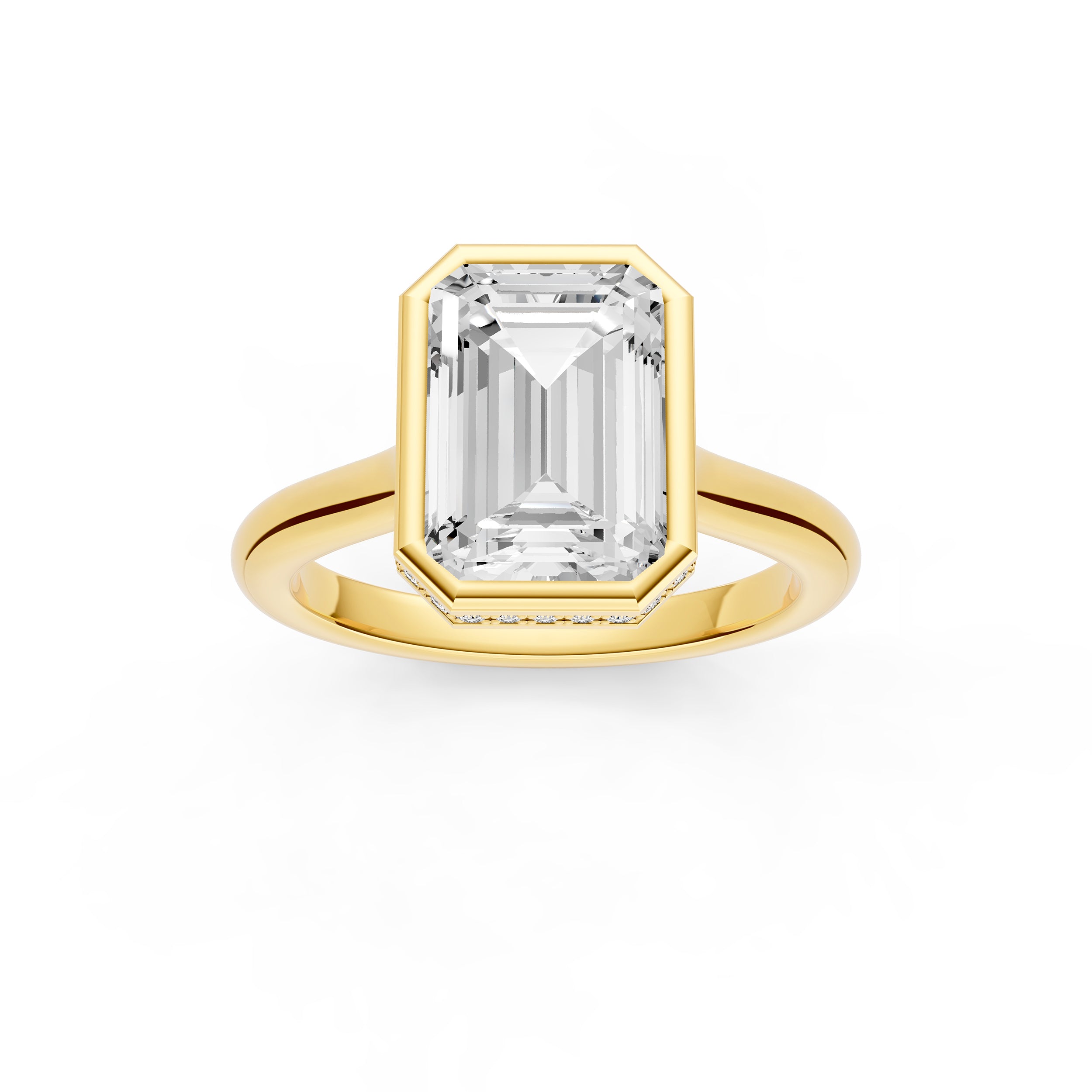 Bezel Hidden Halo Engagement Ring (Emerald Cut) Birmingham Jewelry Engagement Ring Birmingham Jewelry