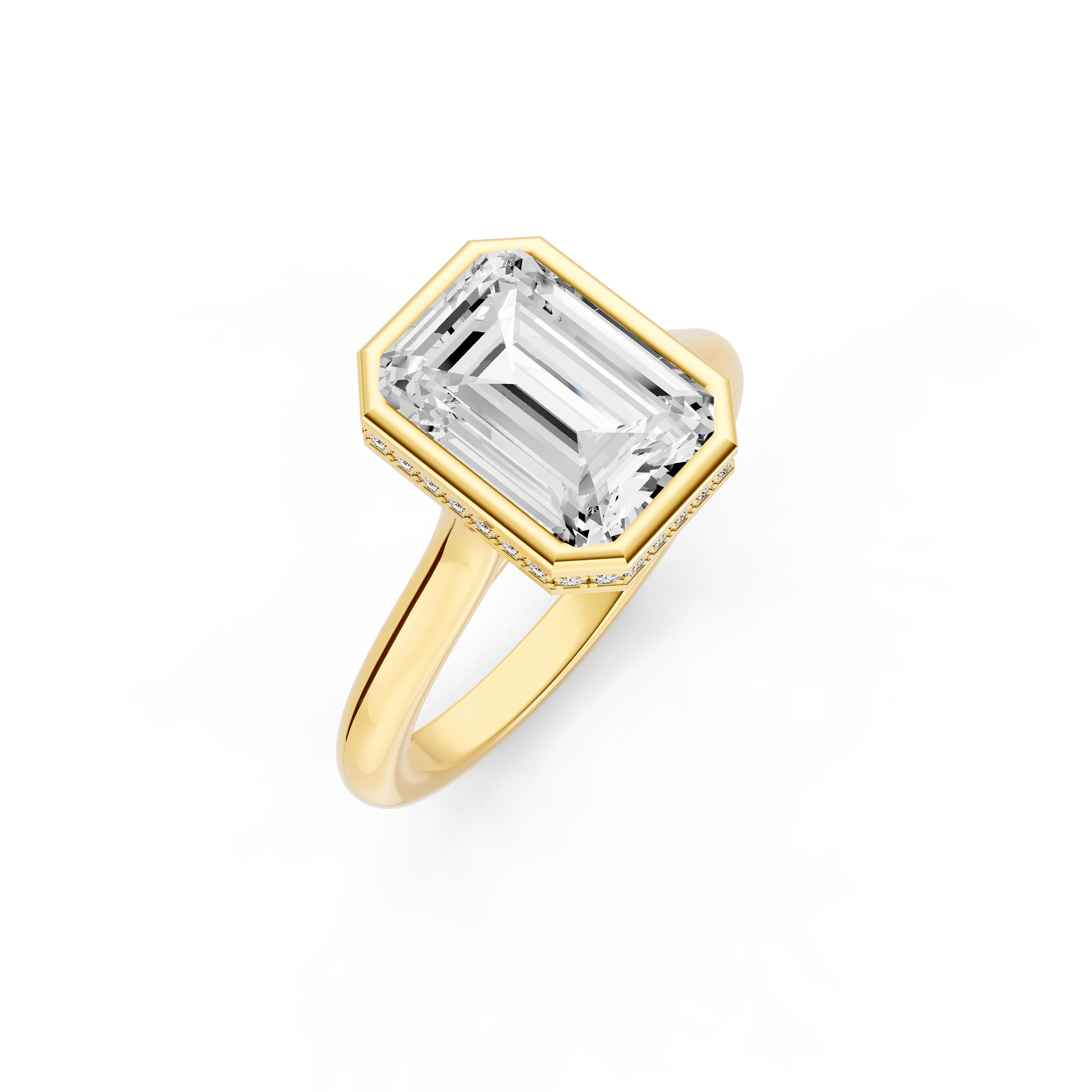 Bezel Hidden Halo Engagement Ring (Emerald Cut) Birmingham Jewelry Engagement Ring Birmingham Jewelry