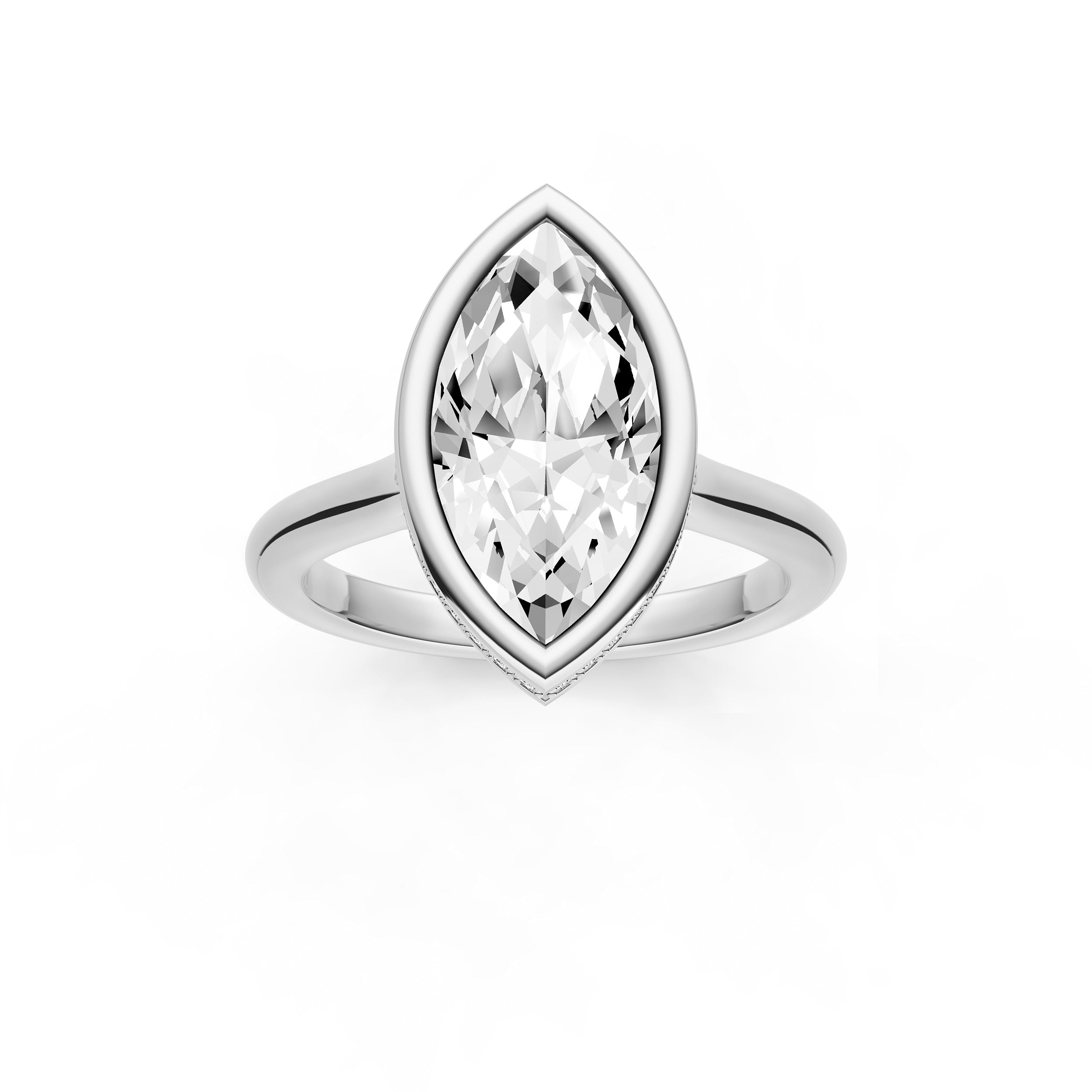 Bezel Hidden Halo Engagement Ring (Marquise) Birmingham Jewelry Engagement Ring Birmingham Jewelry