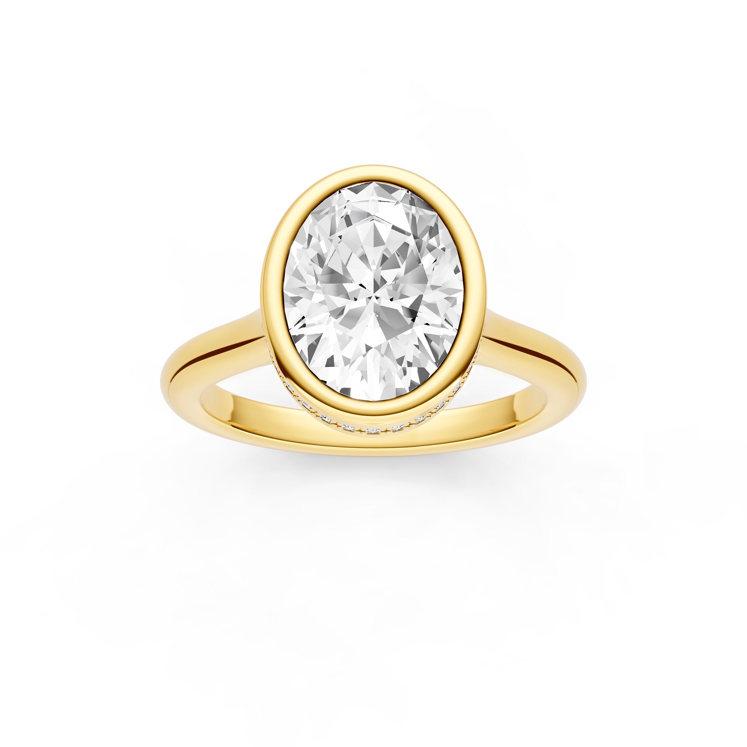 Bezel Hidden Halo Engagement Ring (Oval) Birmingham Jewelry Engagement Ring Birmingham Jewelry