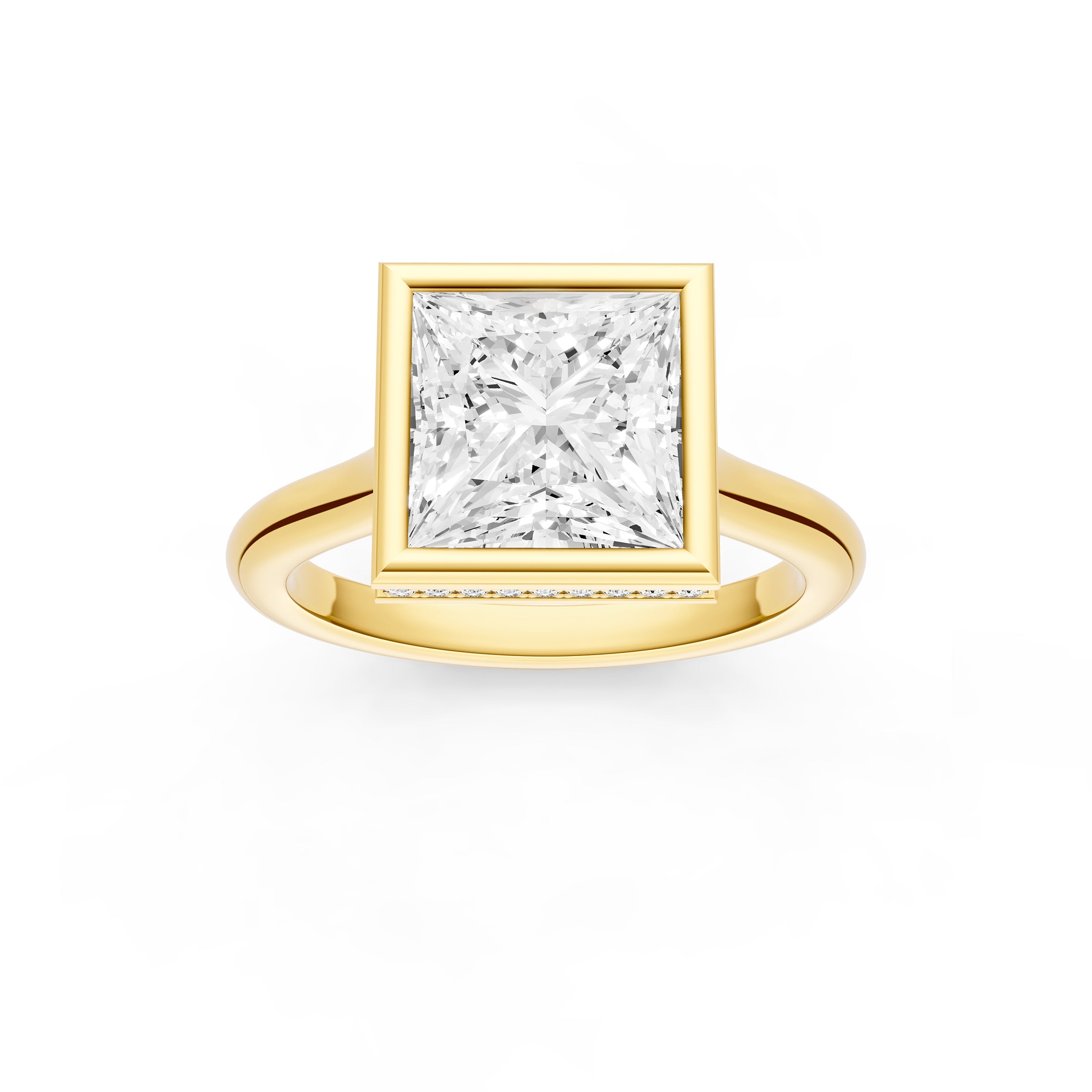 Bezel Hidden Halo Engagement Ring (Princess Cut) Birmingham Jewelry Engagement Ring Birmingham Jewelry