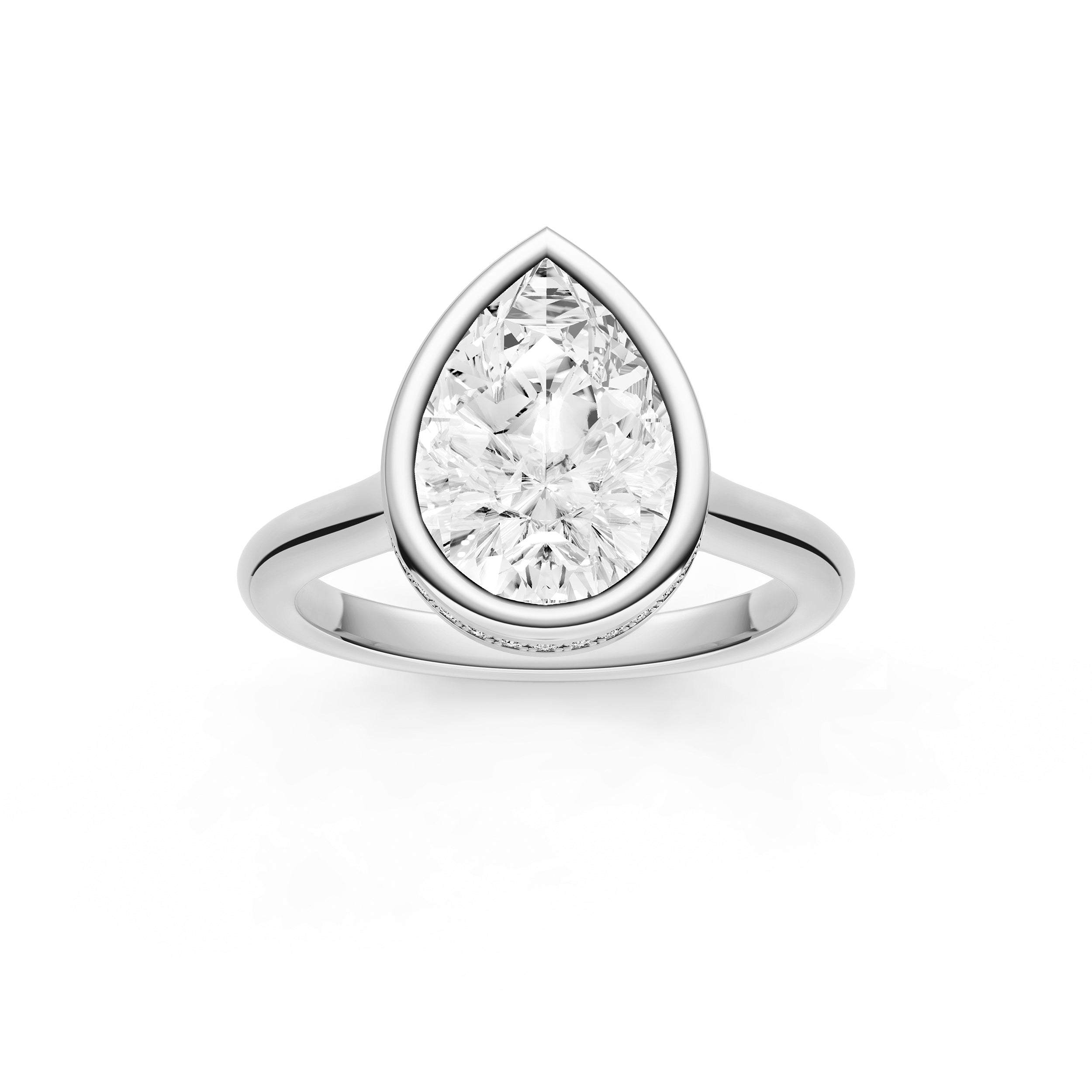 Bezel Hidden Halo Engagement Ring (Pear Shape) Birmingham Jewelry Engagement Ring Birmingham Jewelry