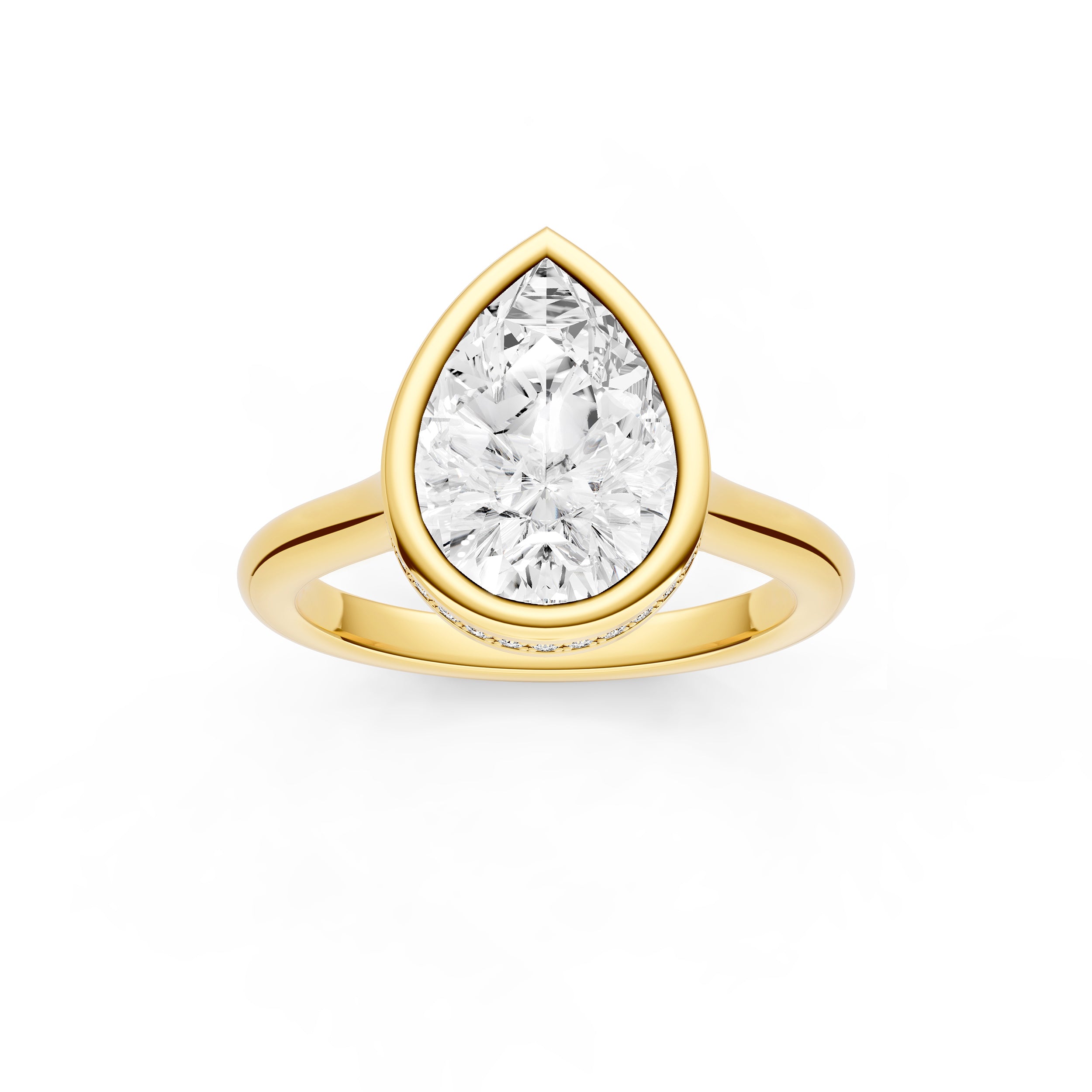 Bezel Hidden Halo Engagement Ring (Pear Shape) Birmingham Jewelry Engagement Ring Birmingham Jewelry