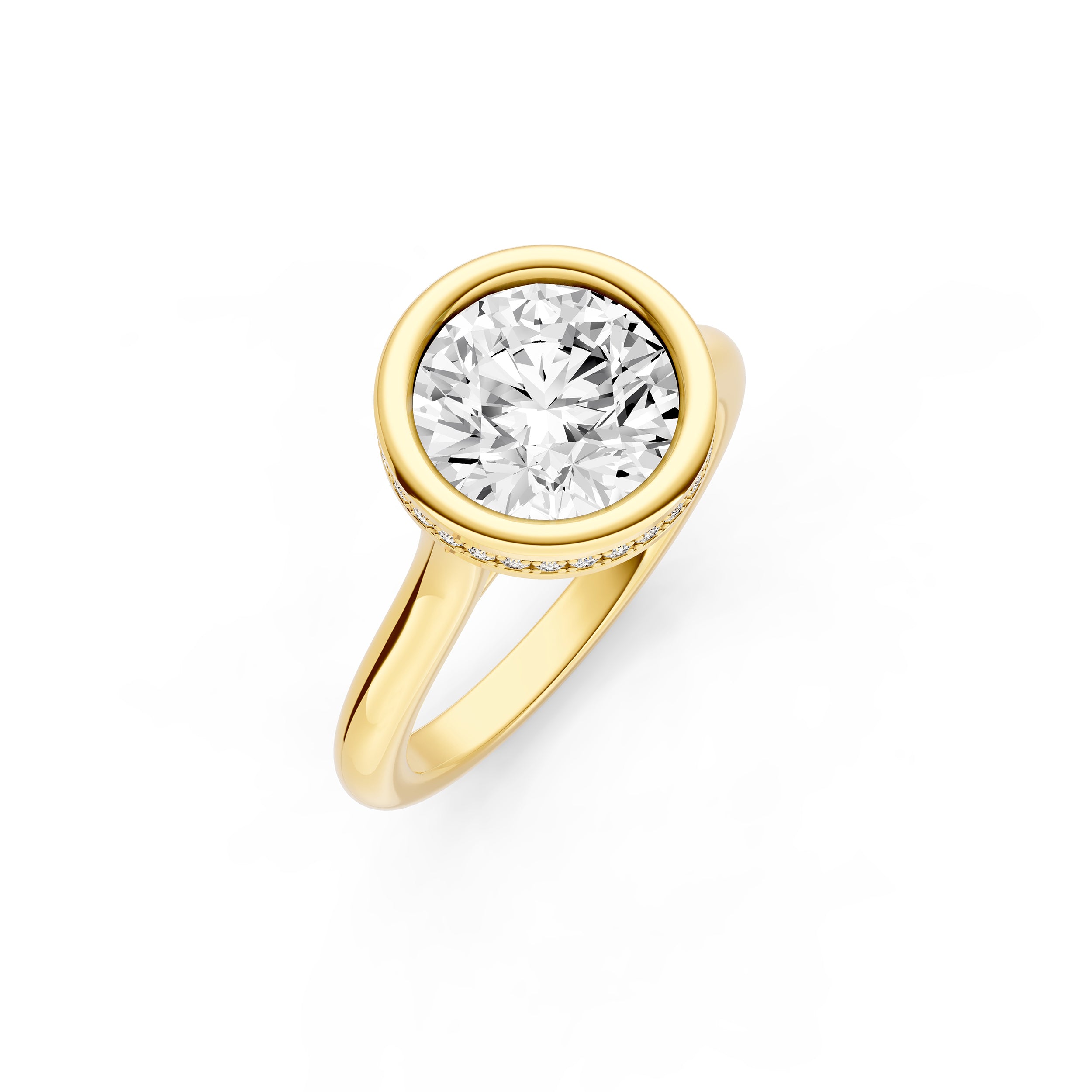 Bezel Hidden Halo Engagement Ring (Round) Birmingham Jewelry Engagement Ring Birmingham Jewelry