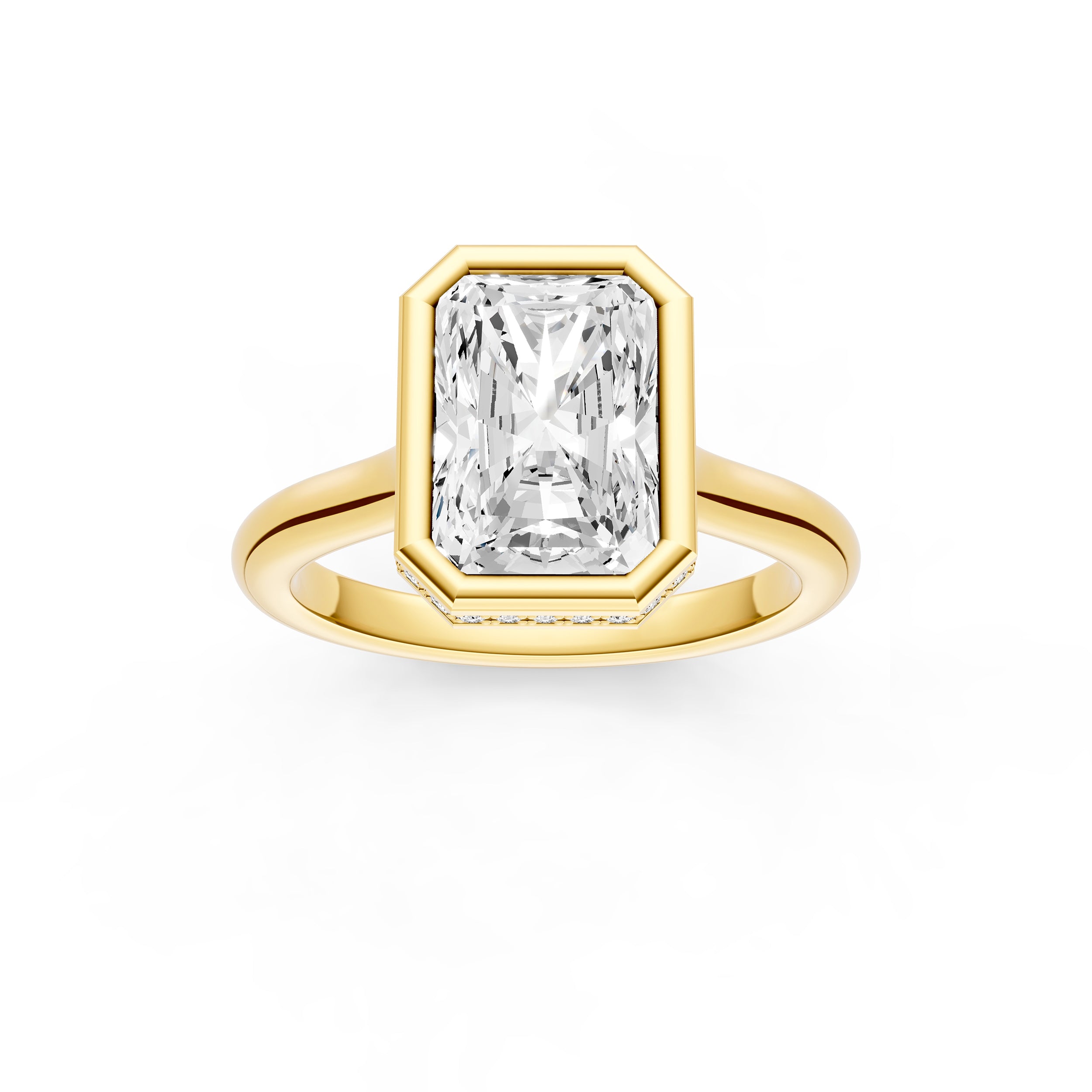 Bezel Hidden Halo Engagement Ring (Radiant) Birmingham Jewelry Engagement Ring Birmingham Jewelry