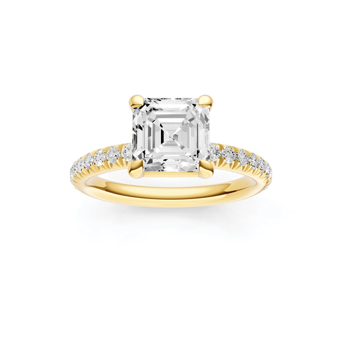 Classic French Pavé Engagement Ring (Asscher) Birmingham Jewelry Engagement Ring Birmingham Jewelry
