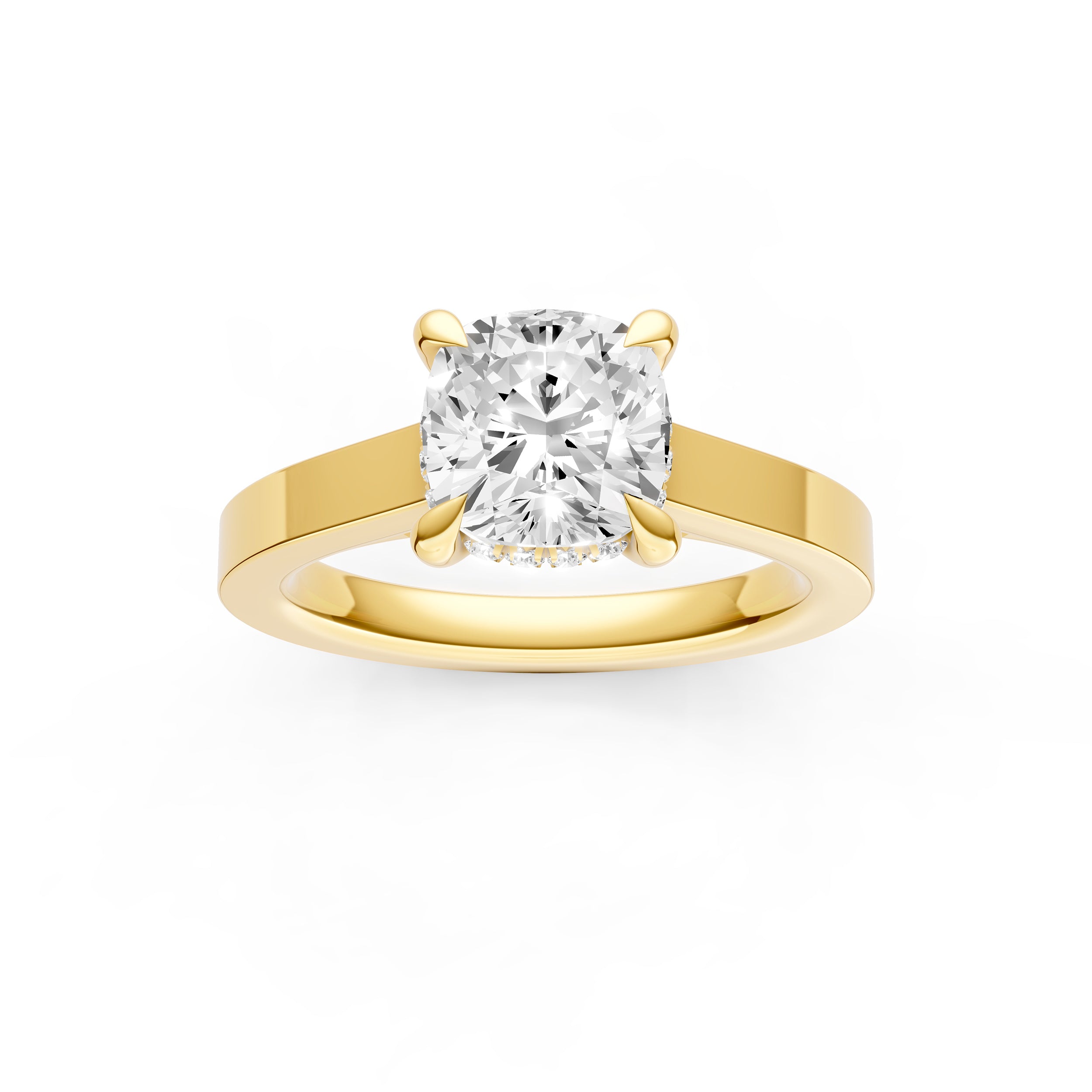 Diamond Bar Hidden Halo Engagement Ring (Cushion) Birmingham Jewelry Engagement Ring Birmingham Jewelry