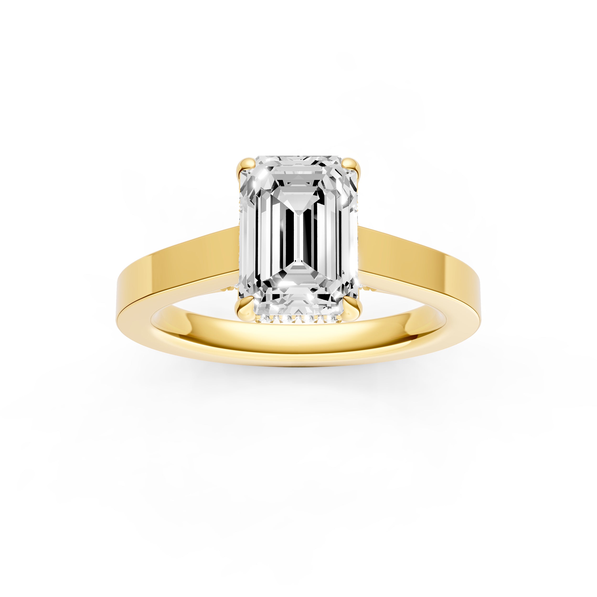 Diamond Bar Hidden Halo Engagement Ring (Emerald Cut) Birmingham Jewelry Engagement Ring Birmingham Jewelry