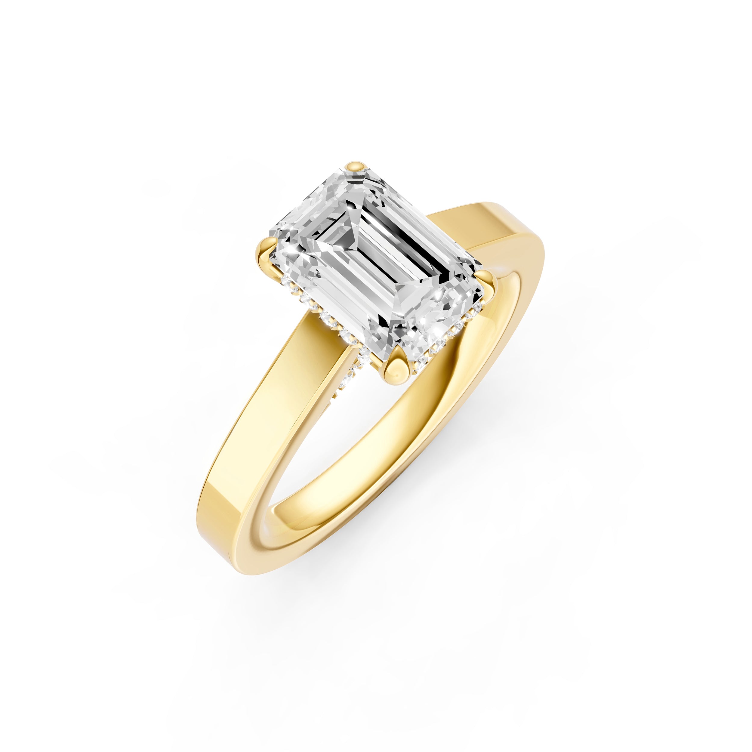 Diamond Bar Hidden Halo Engagement Ring (Emerald Cut) Birmingham Jewelry Engagement Ring Birmingham Jewelry