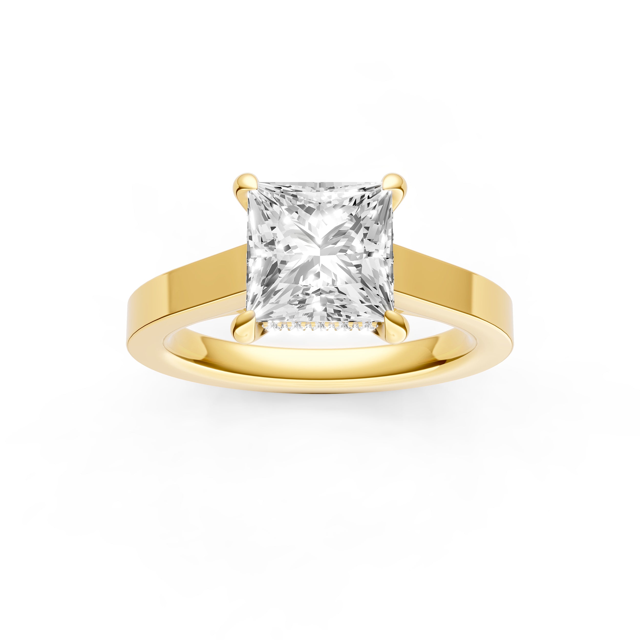 Diamond Bar Hidden Halo Engagement Ring (Princess Cut) Birmingham Jewelry Engagement Ring Birmingham Jewelry