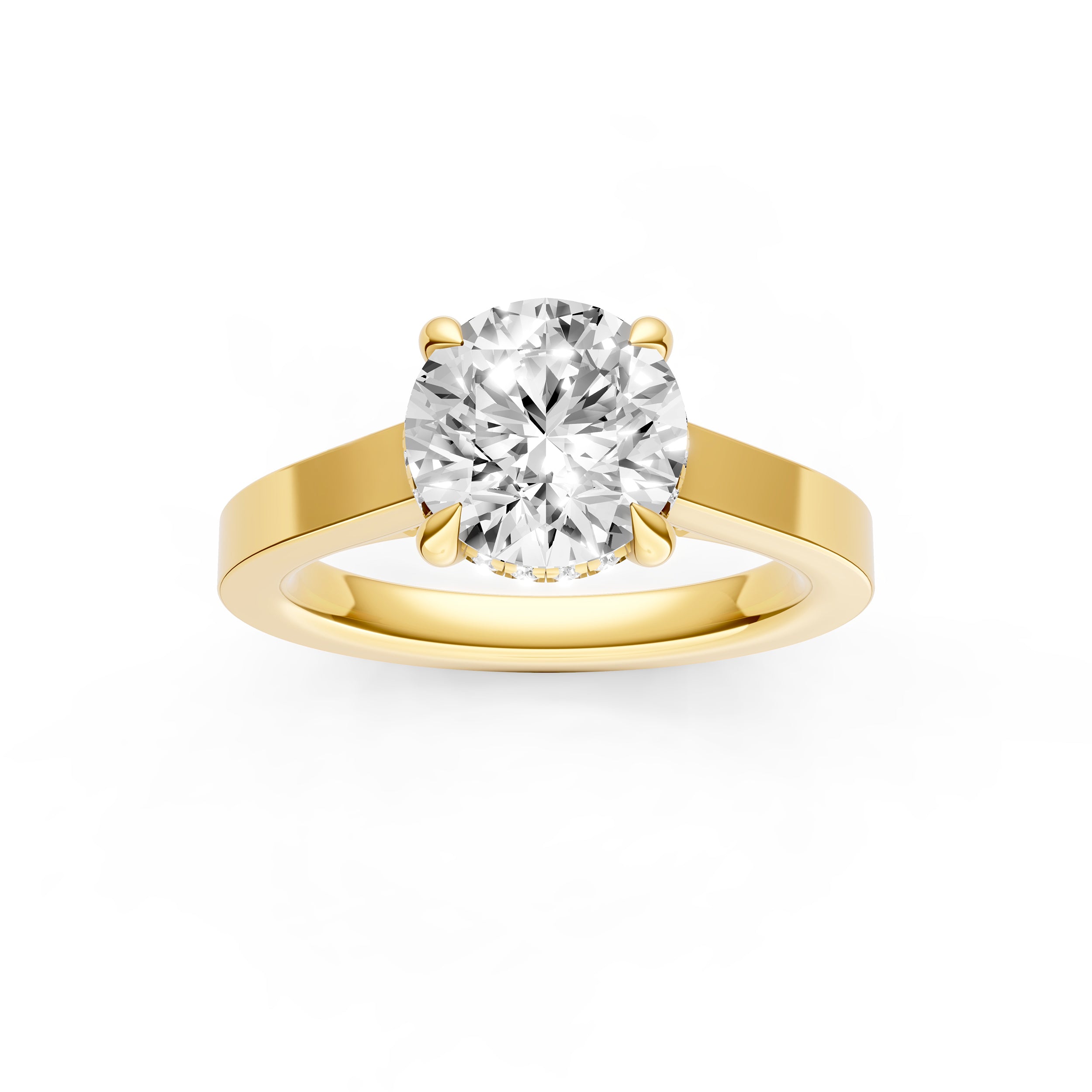 Diamond Bar Hidden Halo Engagement Ring (Round) Birmingham Jewelry Engagement Ring Birmingham Jewelry