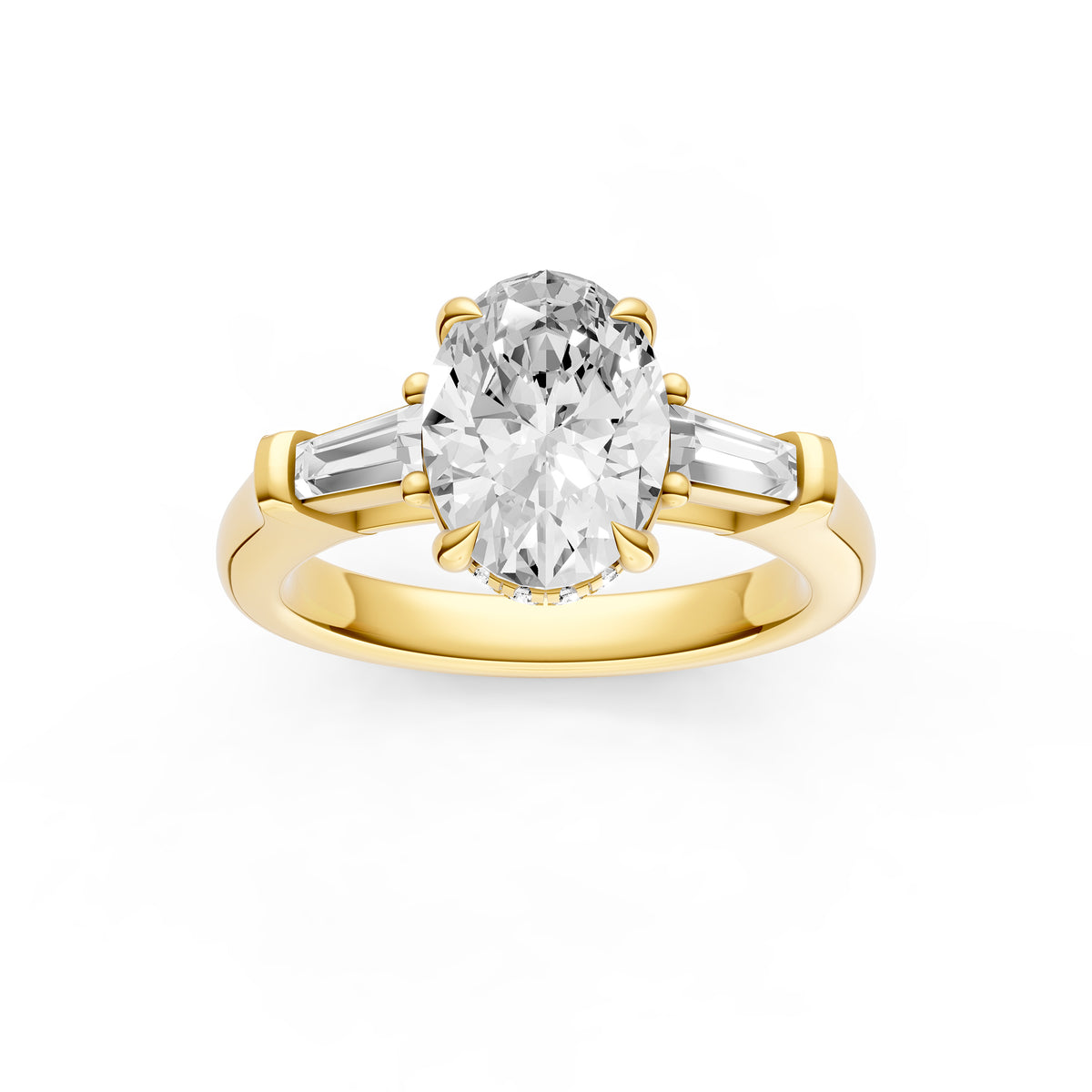 Baguette Hidden Halo Engagement Ring (Oval) Birmingham Jewelry Engagement Ring Birmingham Jewelry