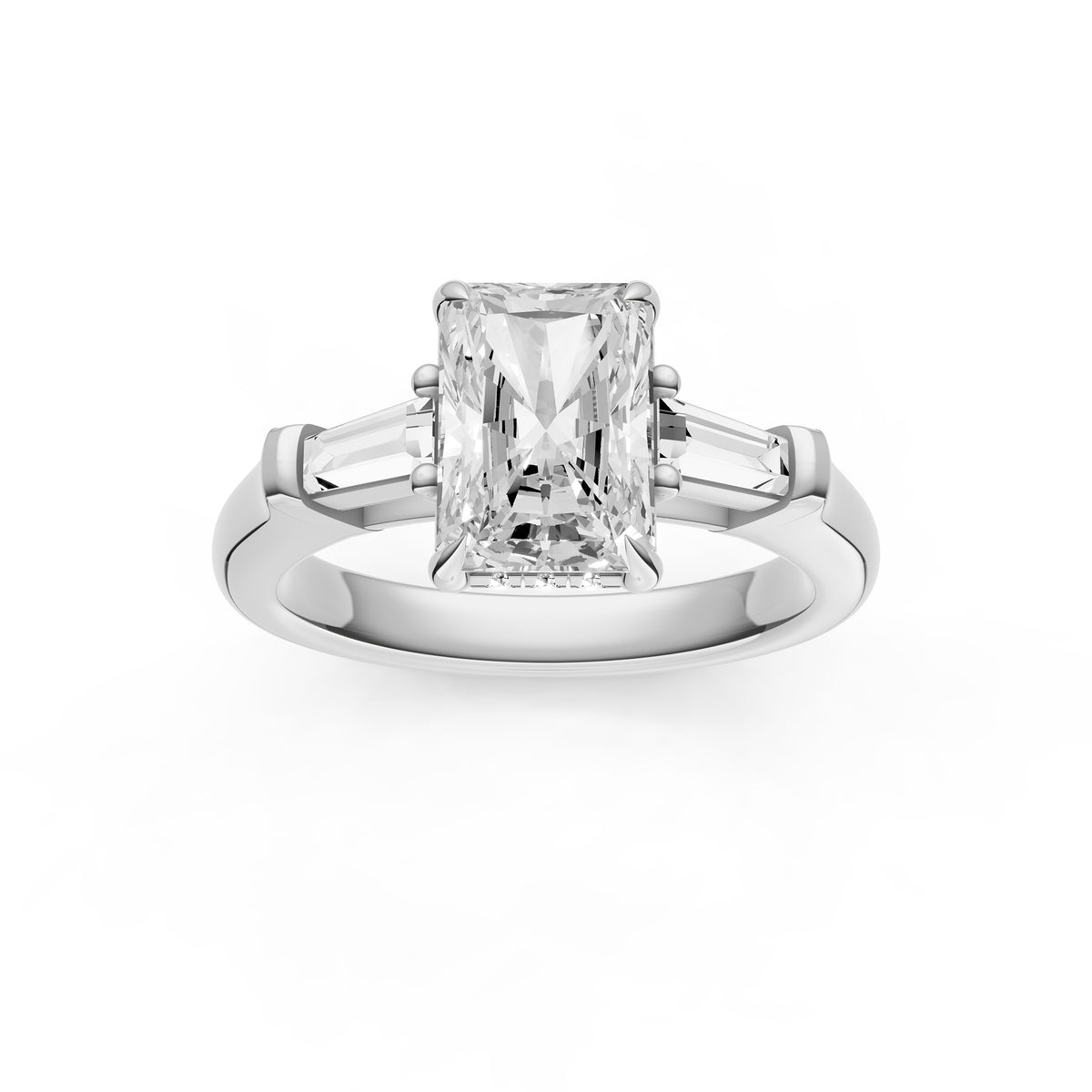 Baguette Hidden Halo Engagement Ring (Radiant) Birmingham Jewelry Engagement Ring Birmingham Jewelry