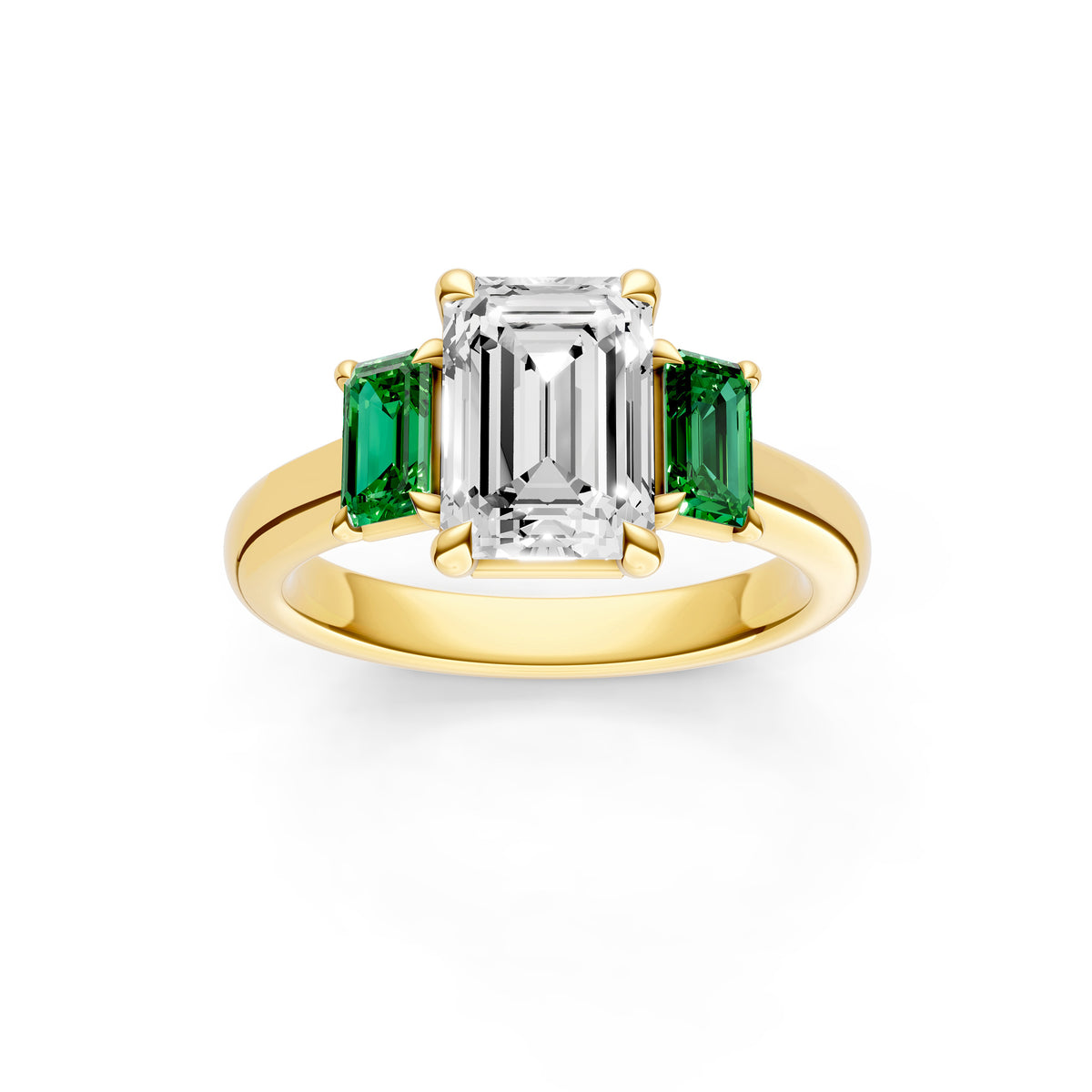 3 Stone Emerald Sides Engagement Ring (Emerald Cut) Birmingham Jewelry Engagement Ring Birmingham Jewelry