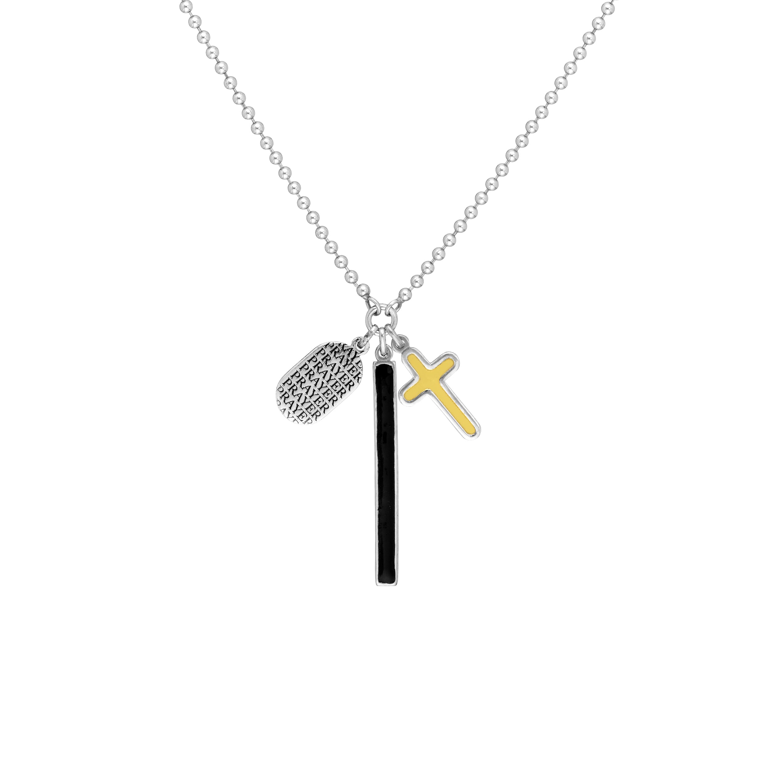 Sterling Silver Enamel Bar with Cross Mixed Charm Necklace Birmingham Jewelry Sterling Silver Chain Birmingham Jewelry