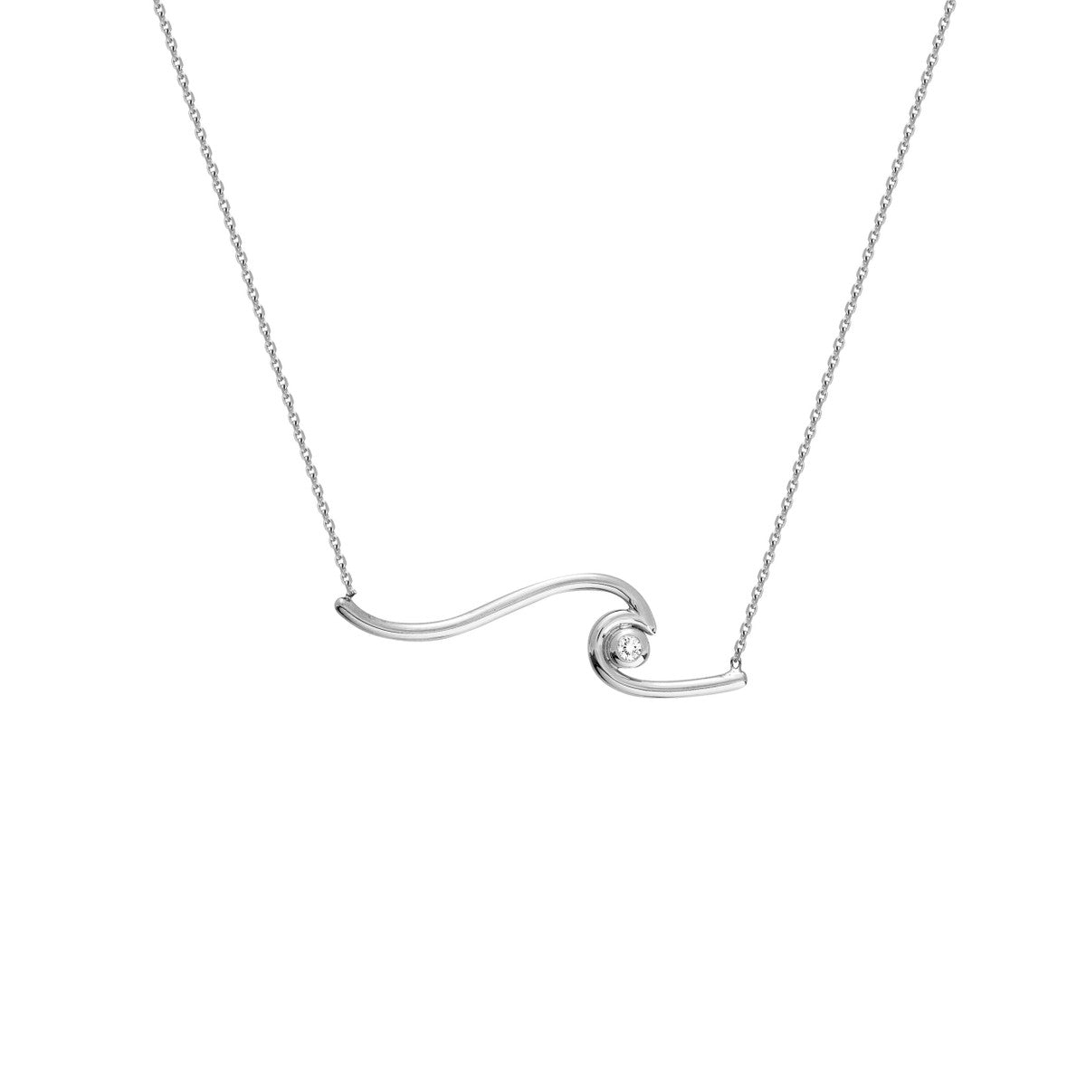 14K White Gold Wave Necklace with Diamond Accent Birmingham Jewelry Necklace Birmingham Jewelry