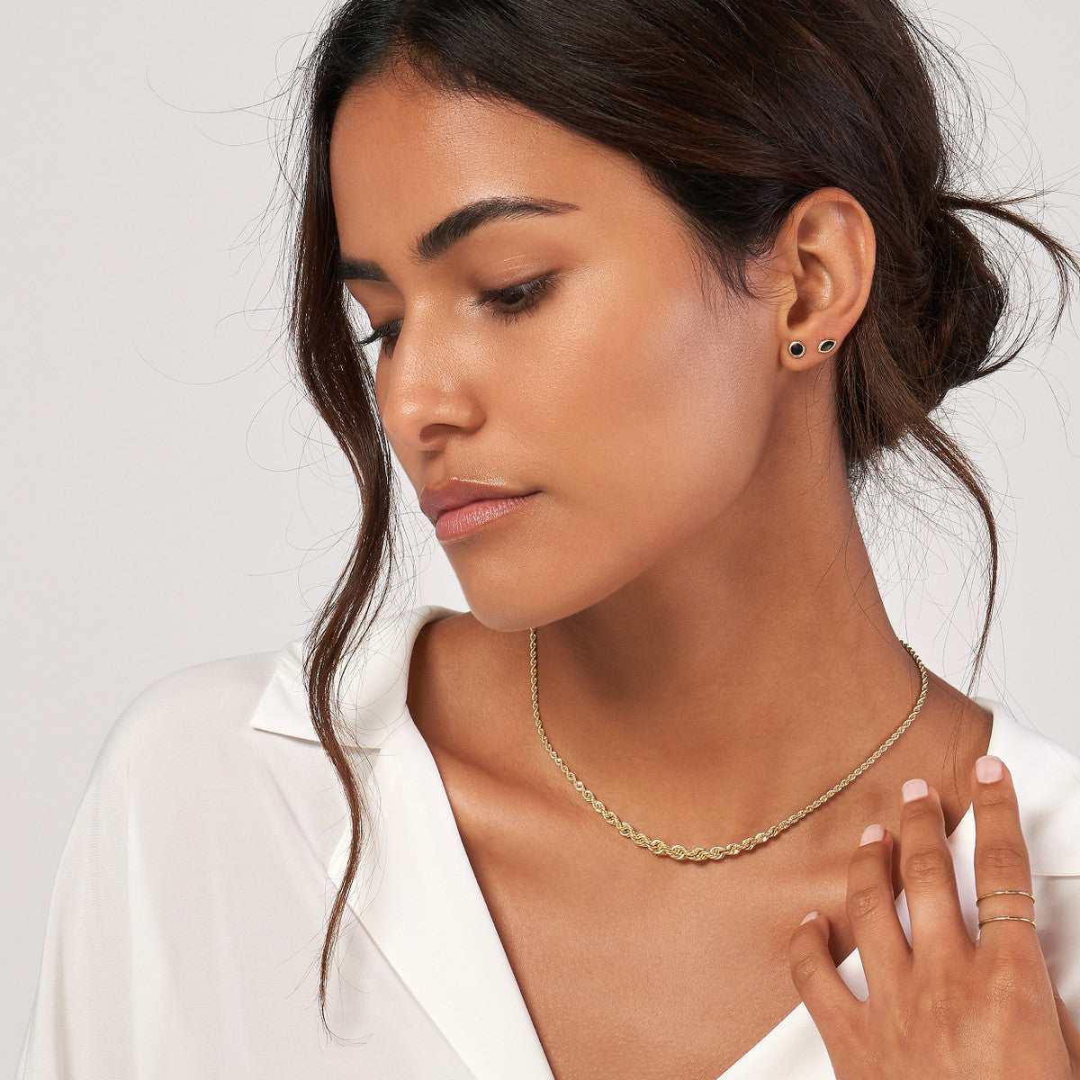 14K Yellow Gold Graduated Rope Chain Necklace