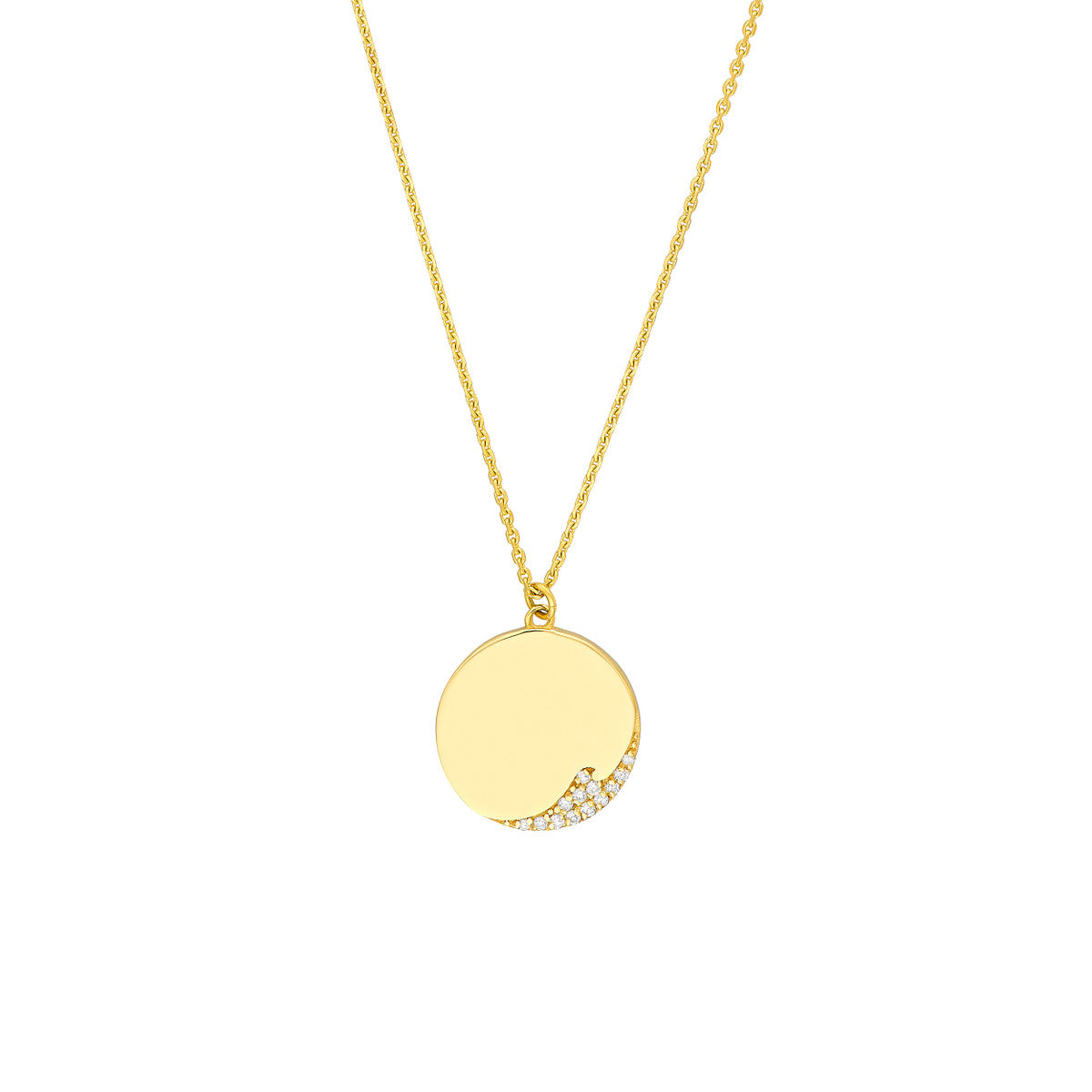 14K Yellow Gold Diamond Wave Medallion Necklace Birmingham Jewelry Necklace Birmingham Jewelry
