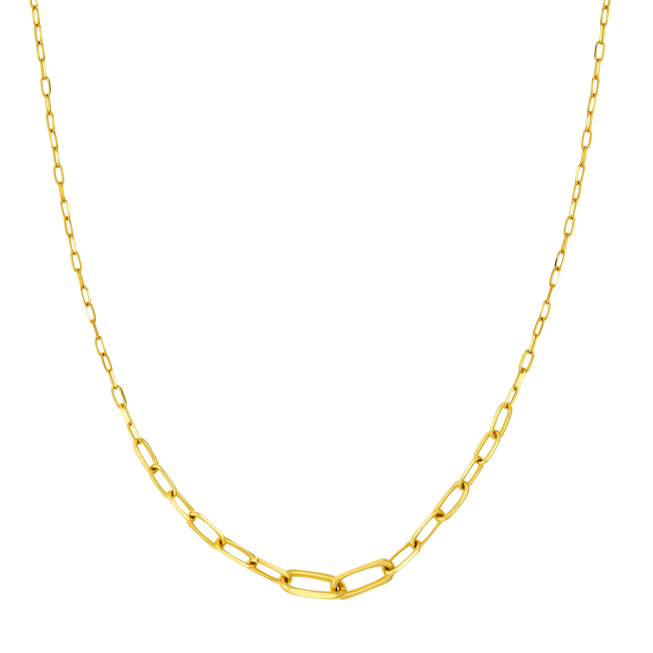 14K Yellow Gold Graduating Paper Clip Necklace Birmingham Jewelry Necklace Birmingham Jewelry