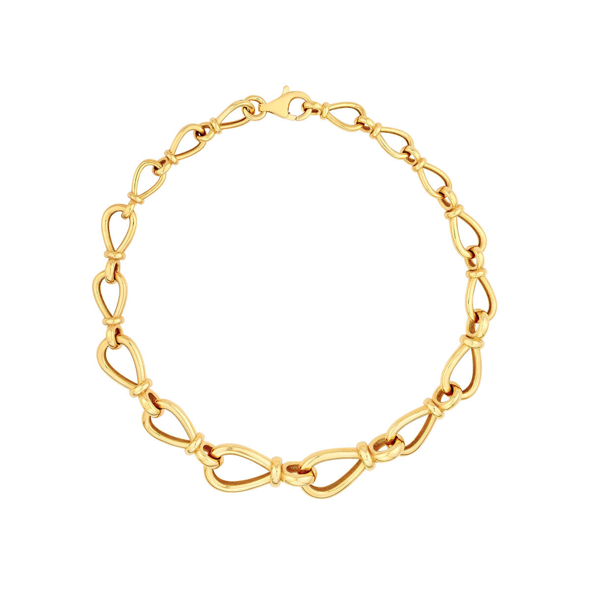 14K Yellow Gold Graduated Teardrop Link Bracelet